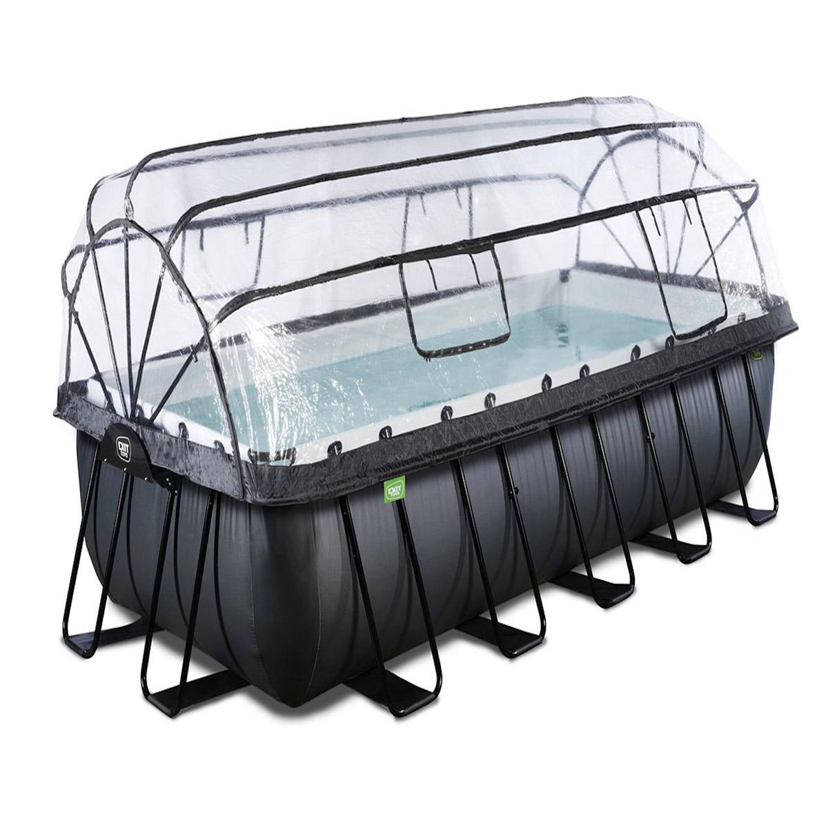 EXIT TOYS Piscine tubulaire Black Leather rectangulaire 5,40 x 2,50 x 1,22 m avec dôme - Exit Toys