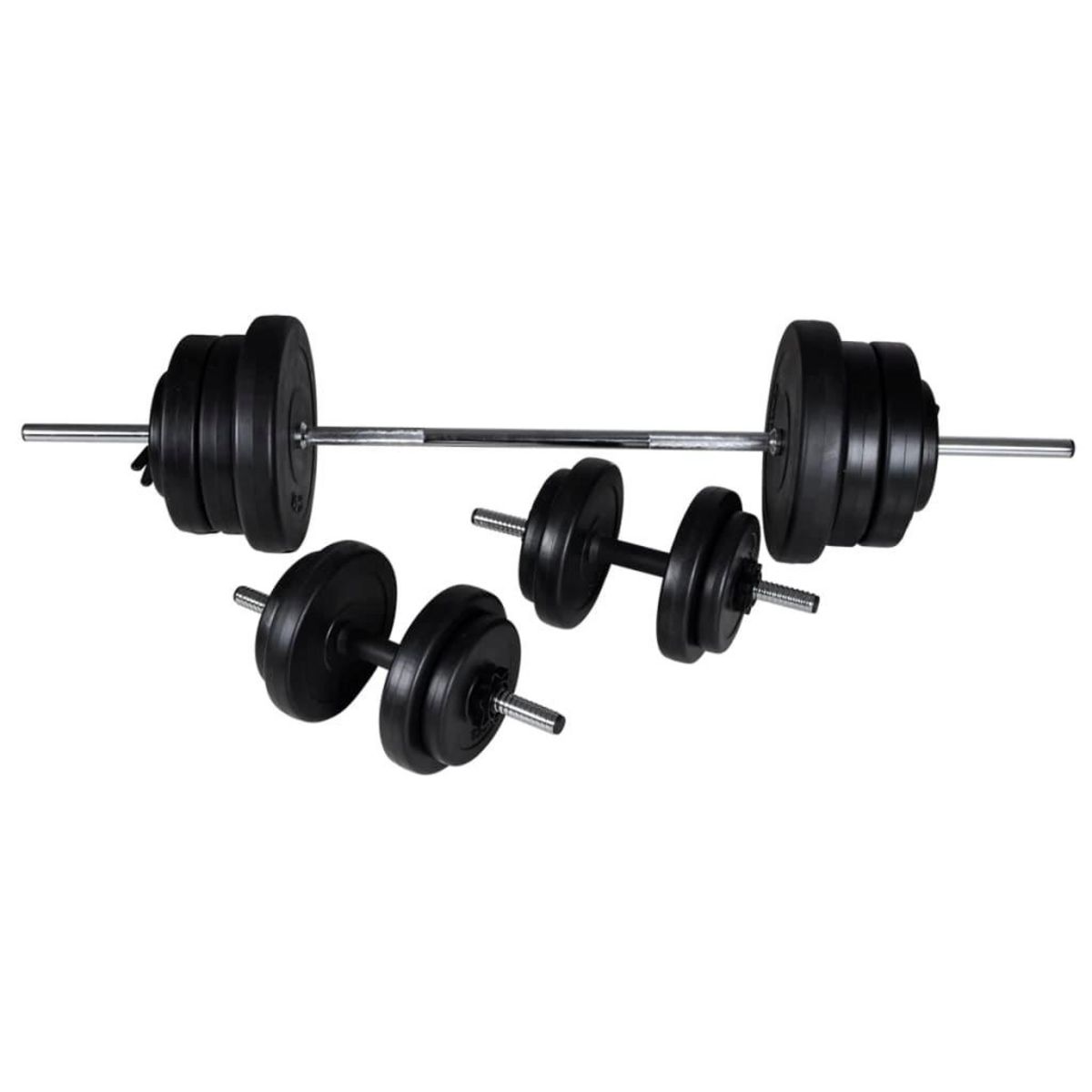 VIDAXL Kit de barre d'haltere et 2 halteres 60,5 kg