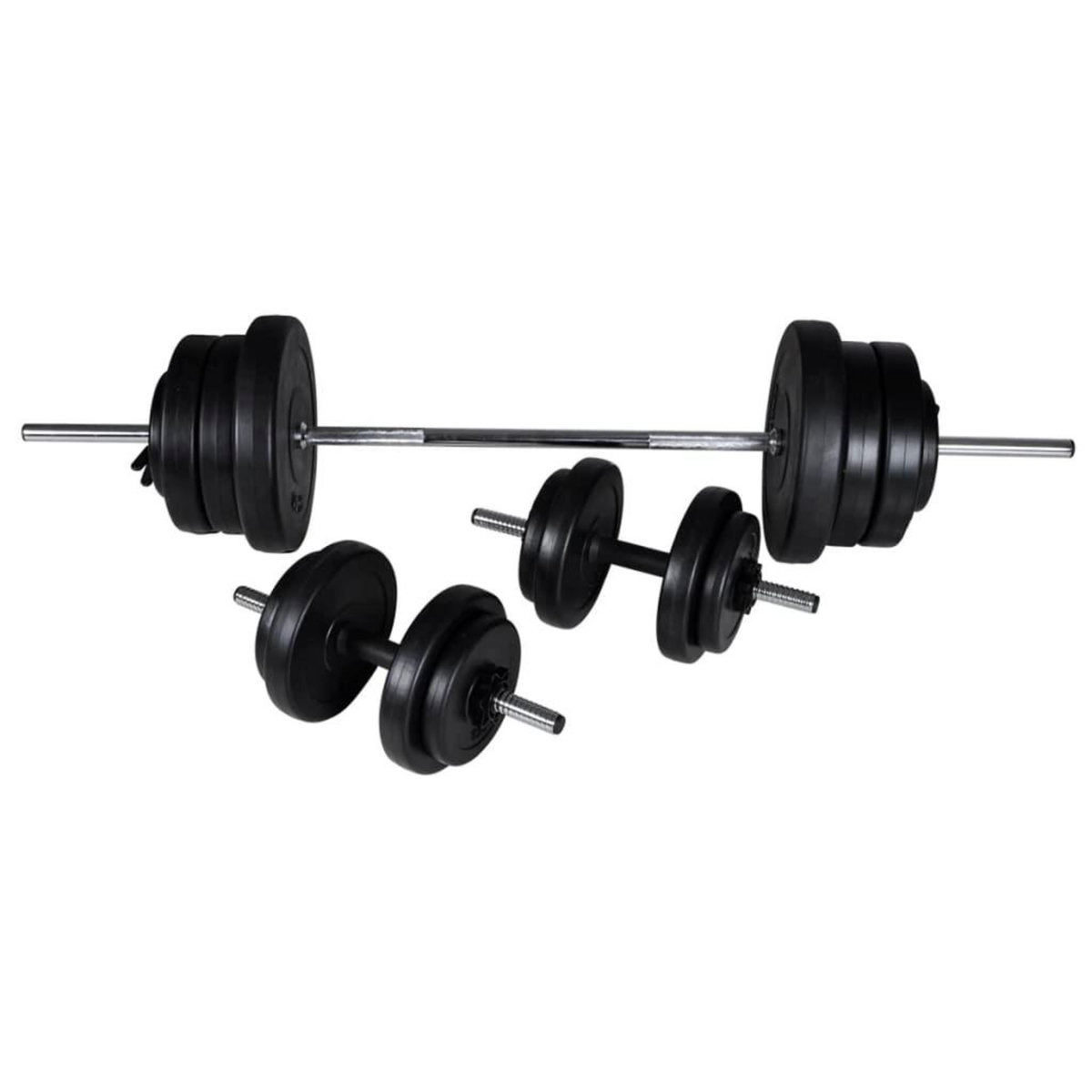VIDAXL Kit de barre d'haltere et 2 halteres 60,5 kg