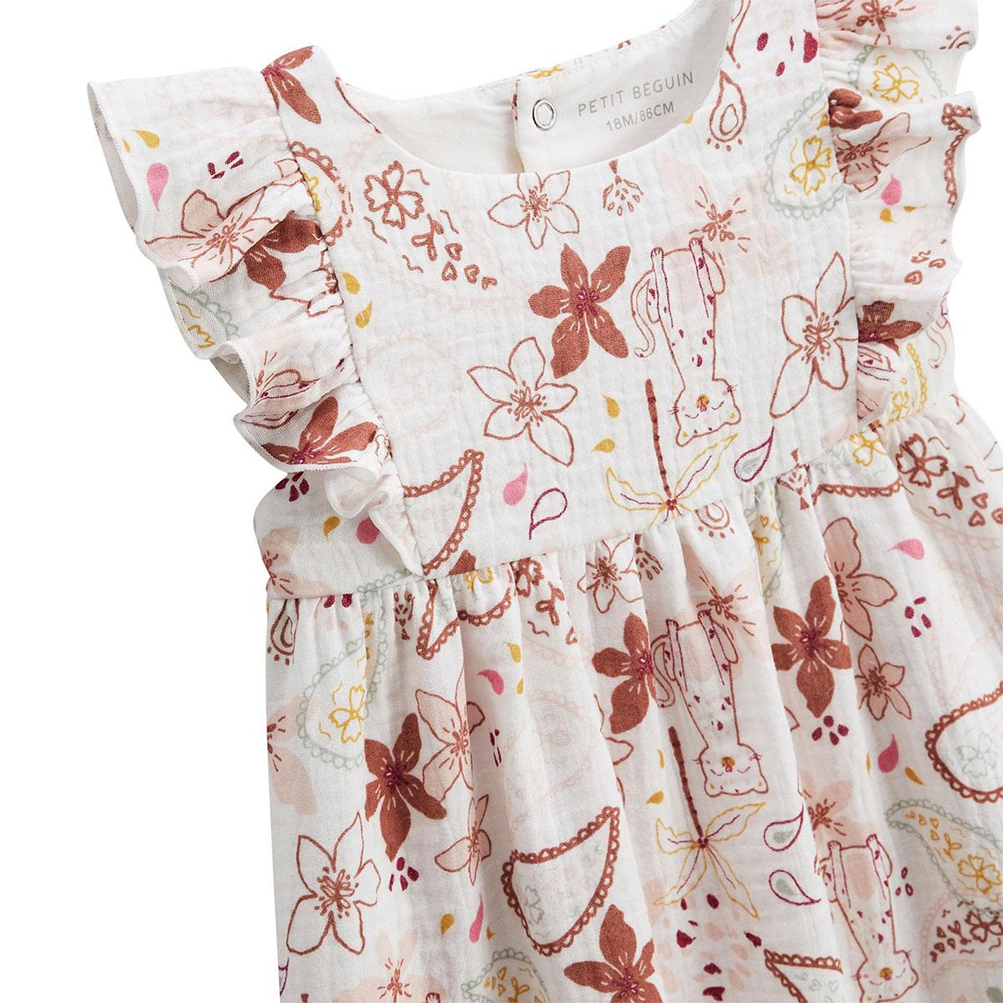 Voir la diapositive 3 : Petit Béguin Robe enfant en gaze de coton arizona