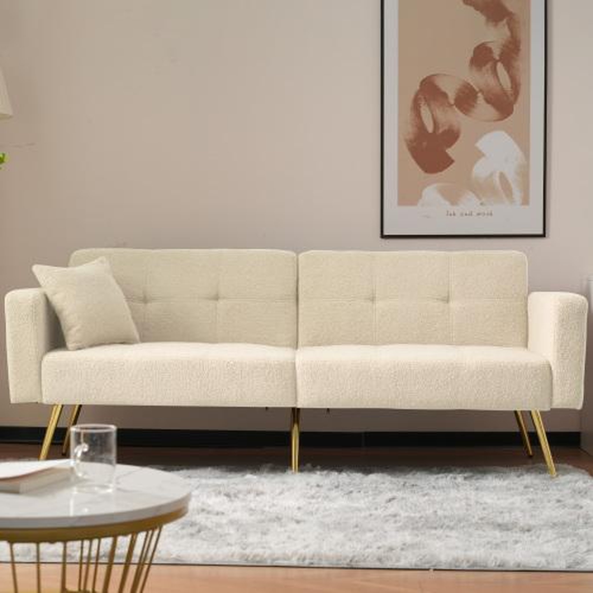 Voir la diapositive 4 : MERAX Canapé droit convertible 2 places tissu