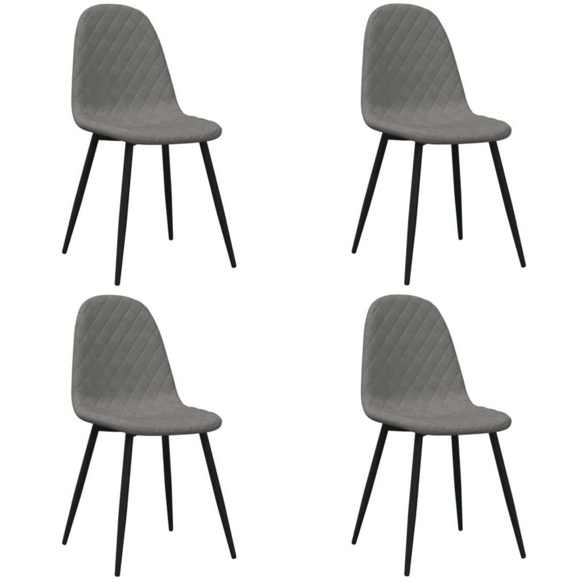 VIDAXL Chaises a manger lot de 4 Gris clair Velours