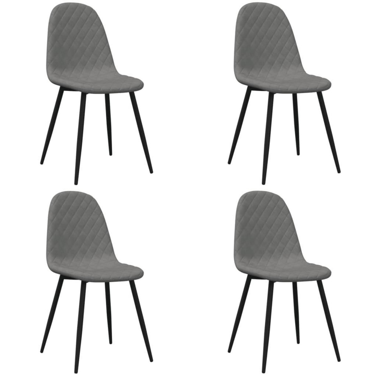 VIDAXL Chaises a manger lot de 4 Gris clair Velours
