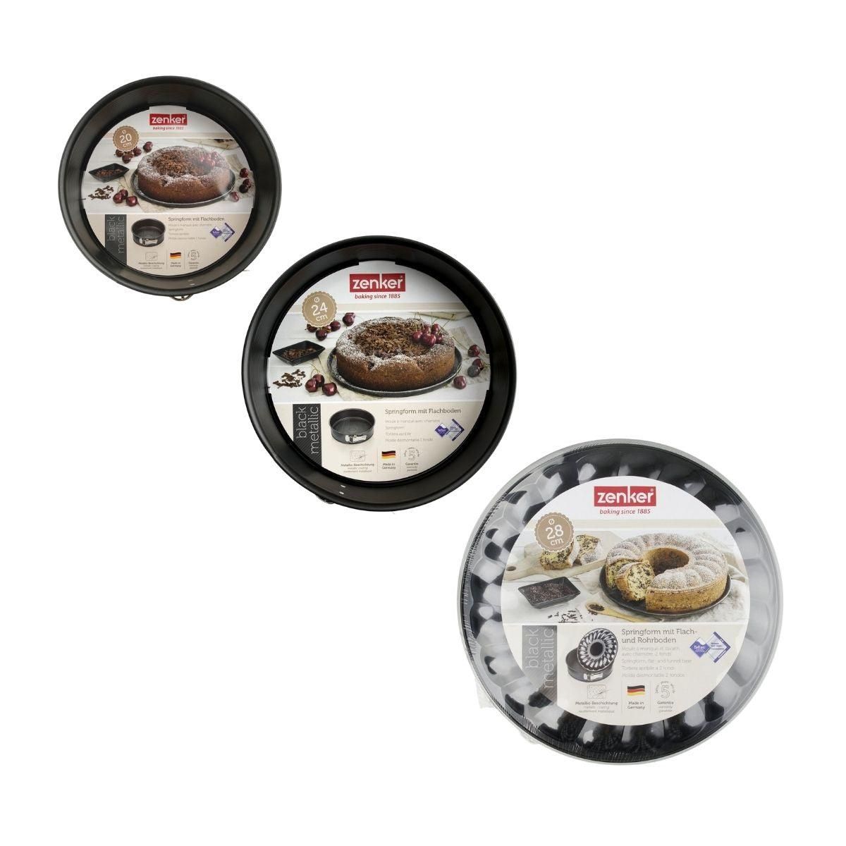 ZENKER Set de 2 moules à manqué et 1 moule à manqué et savarin diamètres 20, 24 , 28 cm Zenker Black Metallic