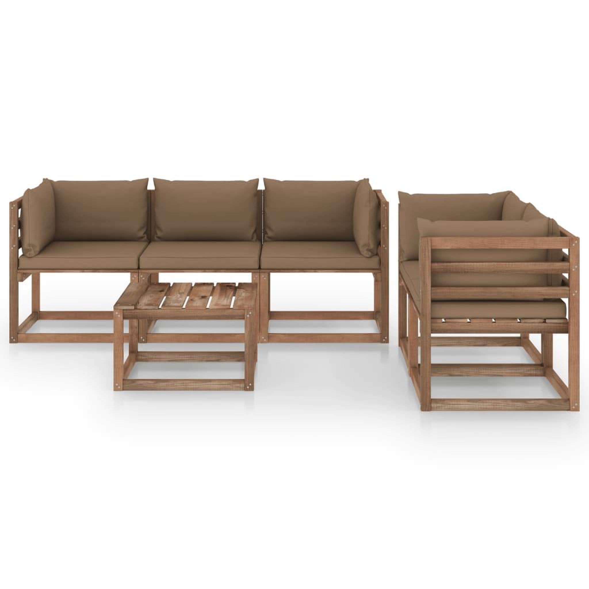 Voir la diapositive 2 : VIDAXL Salon de jardin 6 pcs avec coussins taupe
