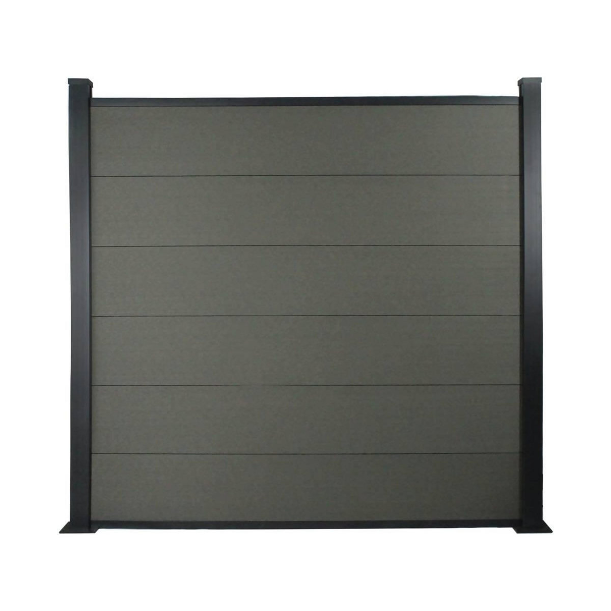 Habitat et Jardin Kit Clôture de 8 x h 1.6 m composite et aluminium + profilés de finitions - Kit de fixation offert - Ardoise