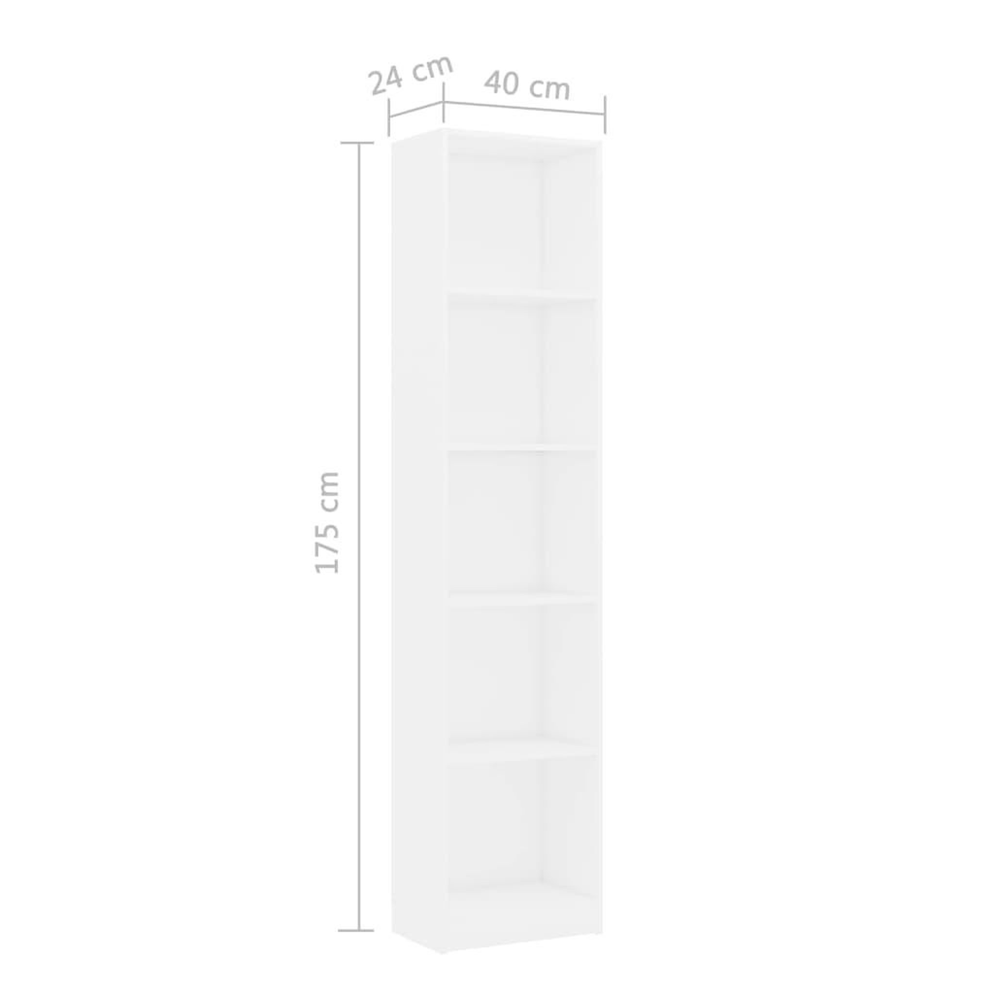 Voir la diapositive 6 : VIDAXL Bibliotheque a 5 niveaux Blanc 40x24x175 cm Bois d'ingenierie