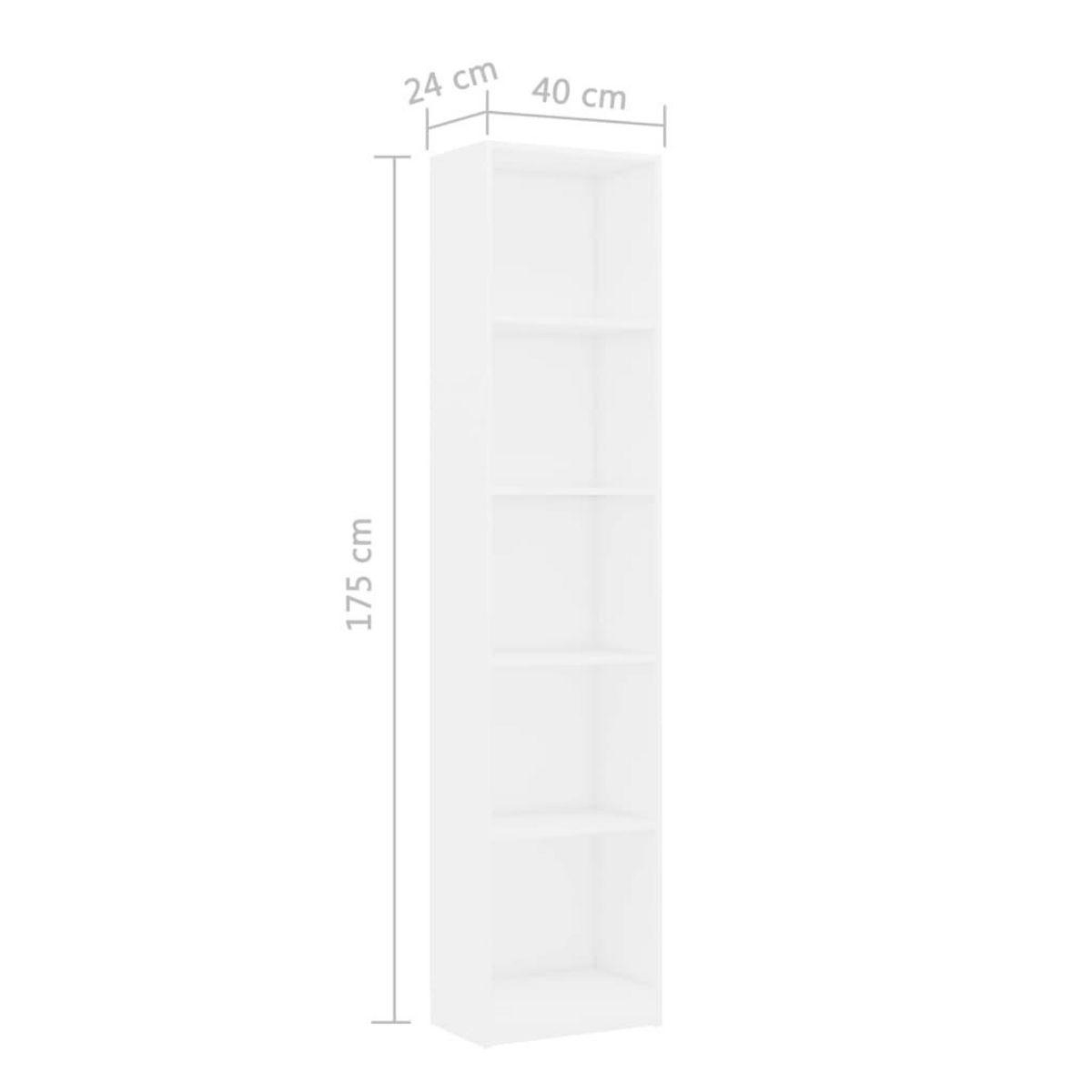 VIDAXL Bibliotheque a 5 niveaux Blanc 40x24x175 cm Bois d'ingenierie