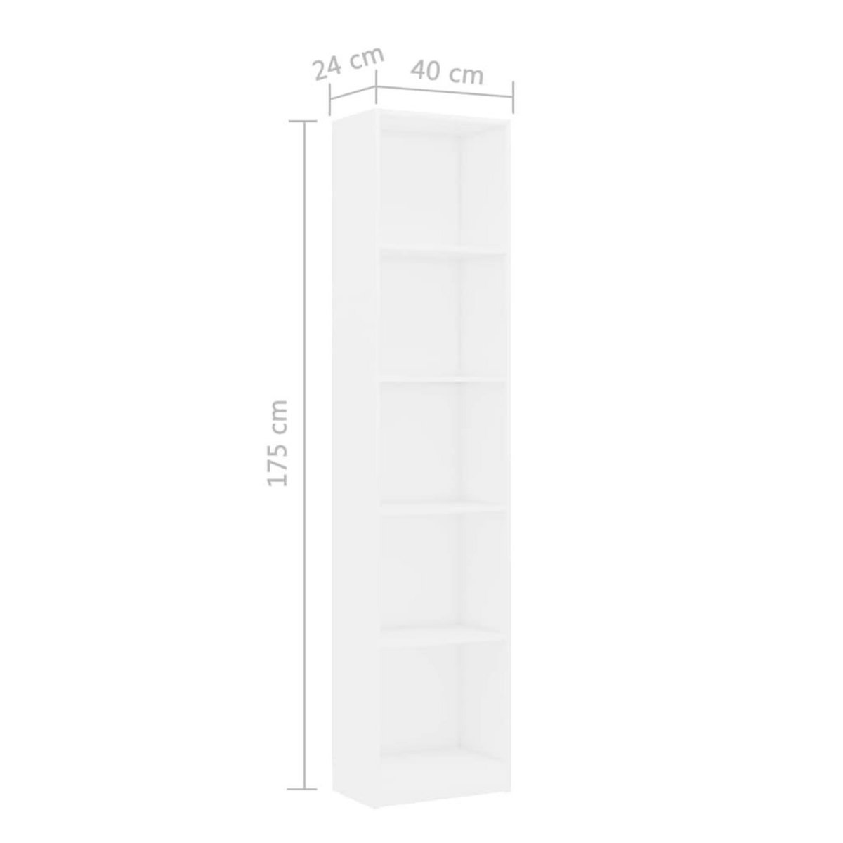 VIDAXL Bibliotheque a 5 niveaux Blanc 40x24x175 cm Bois d'ingenierie