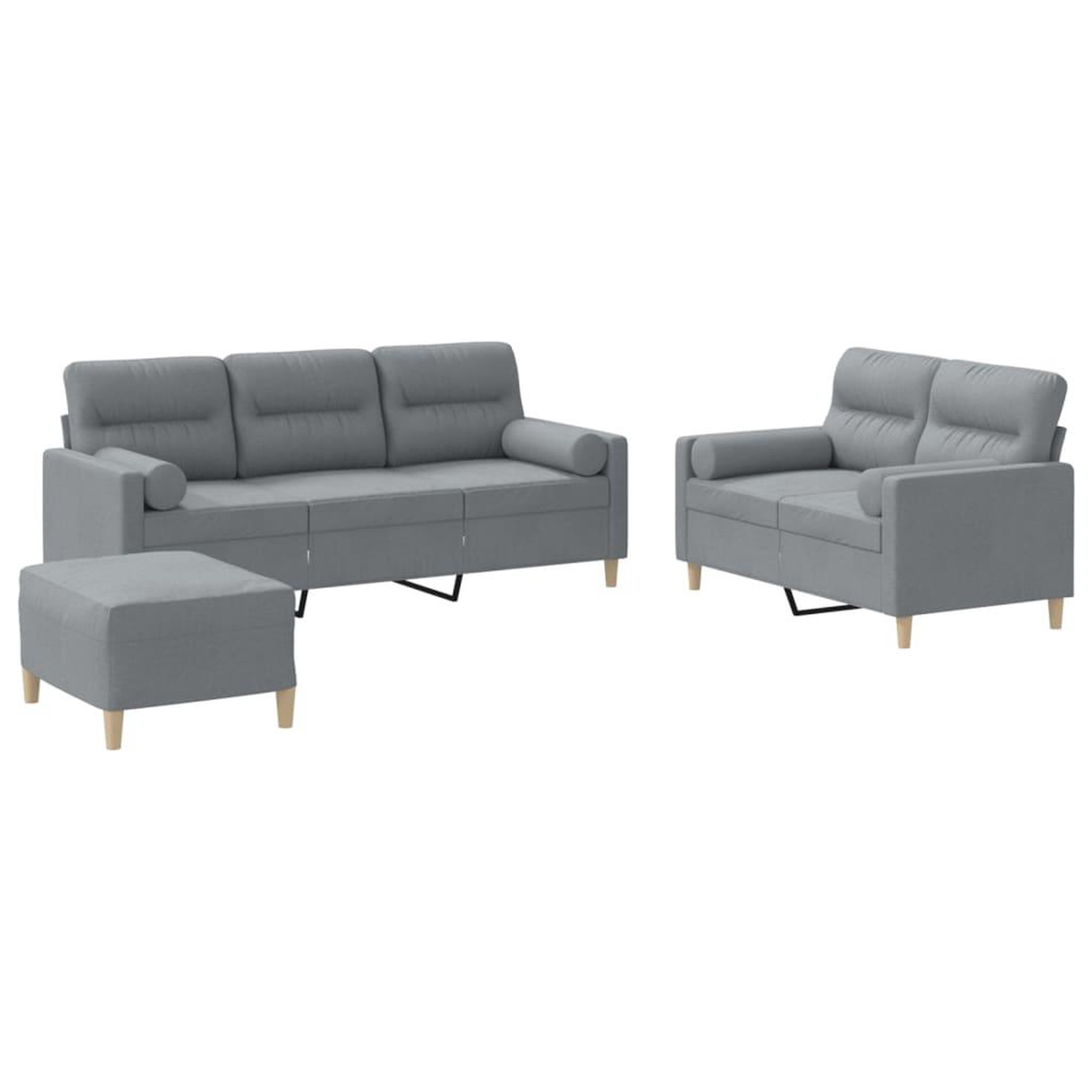 Voir la diapositive 2 : VIDAXL Ensemble de canapes 3 pcs coussins gris clair tissu