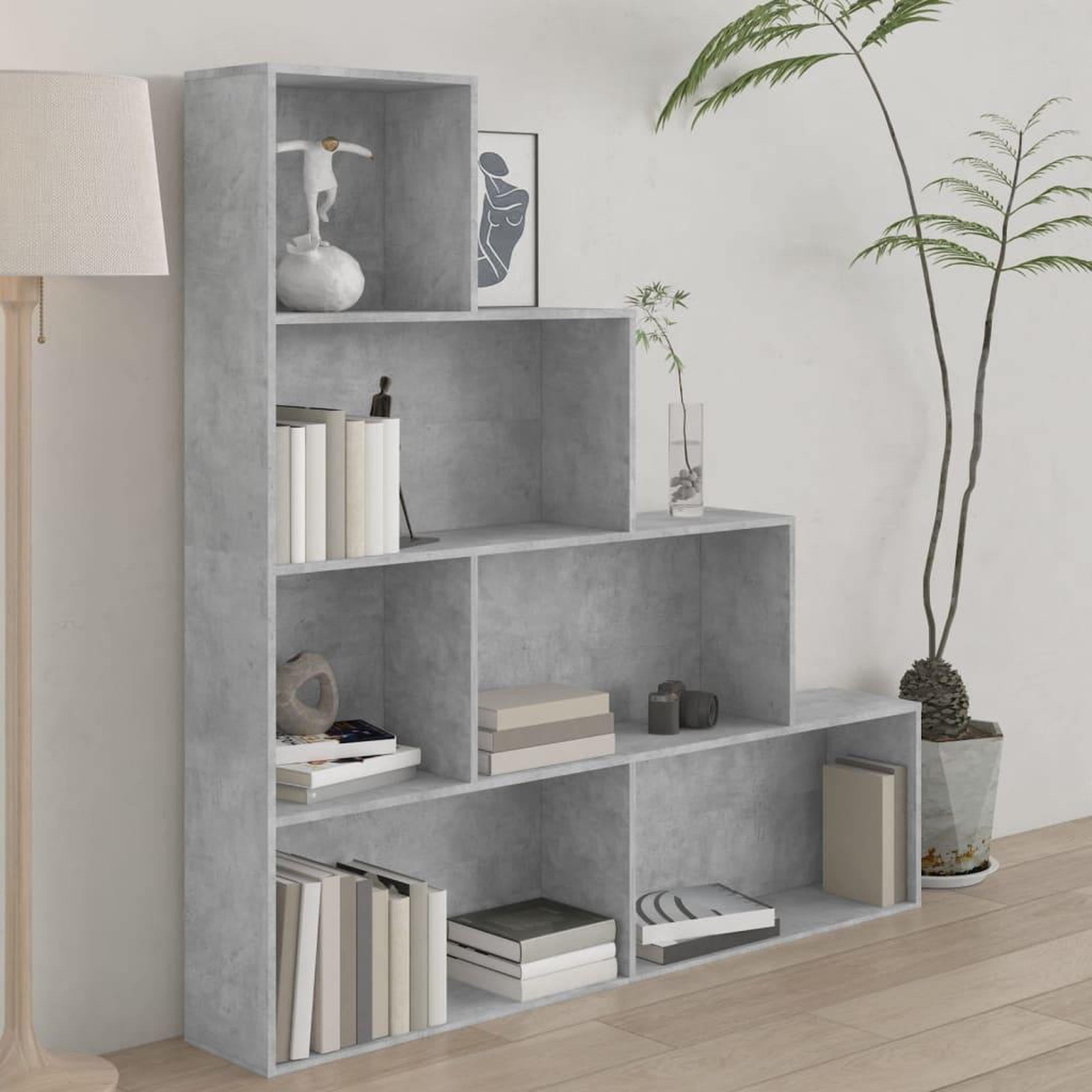 Voir la diapositive 1 : VIDAXL Bibliotheque/Separateur de piece Gris beton Bois d'ingenierie