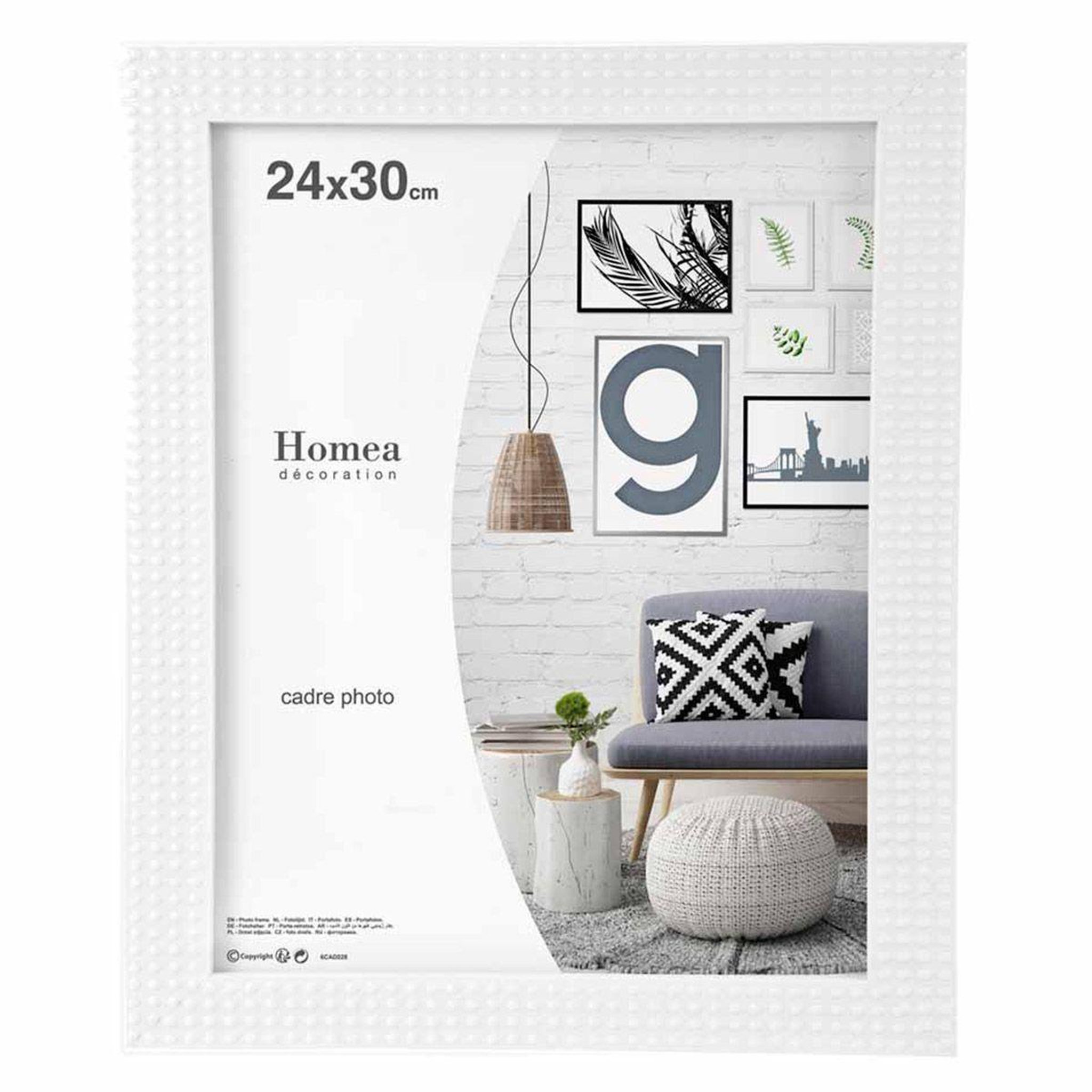 HOMEA Cadre Photo Déco  Esprit Matière  24x30cm Blanc