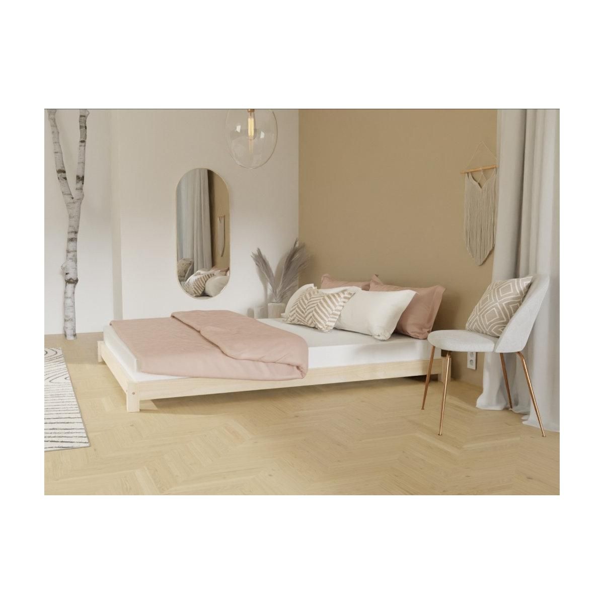 BENLEMI Lit double en bois TATAMI Verni 180x200cm