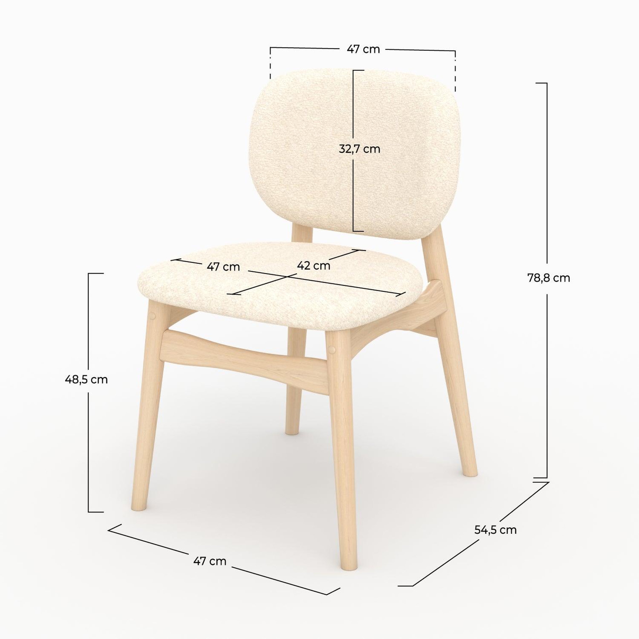 Voir la diapositive 4 : MAISON PAVANE Lot de 2 chaises en tissu bouclé beige-paulette