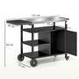 Voir la diapositive 3 : OUTSUNNY Desserte extérieure - desserte de jardin - 3 étagères, tablette rabattable, porte, plateau acier inox. housse
