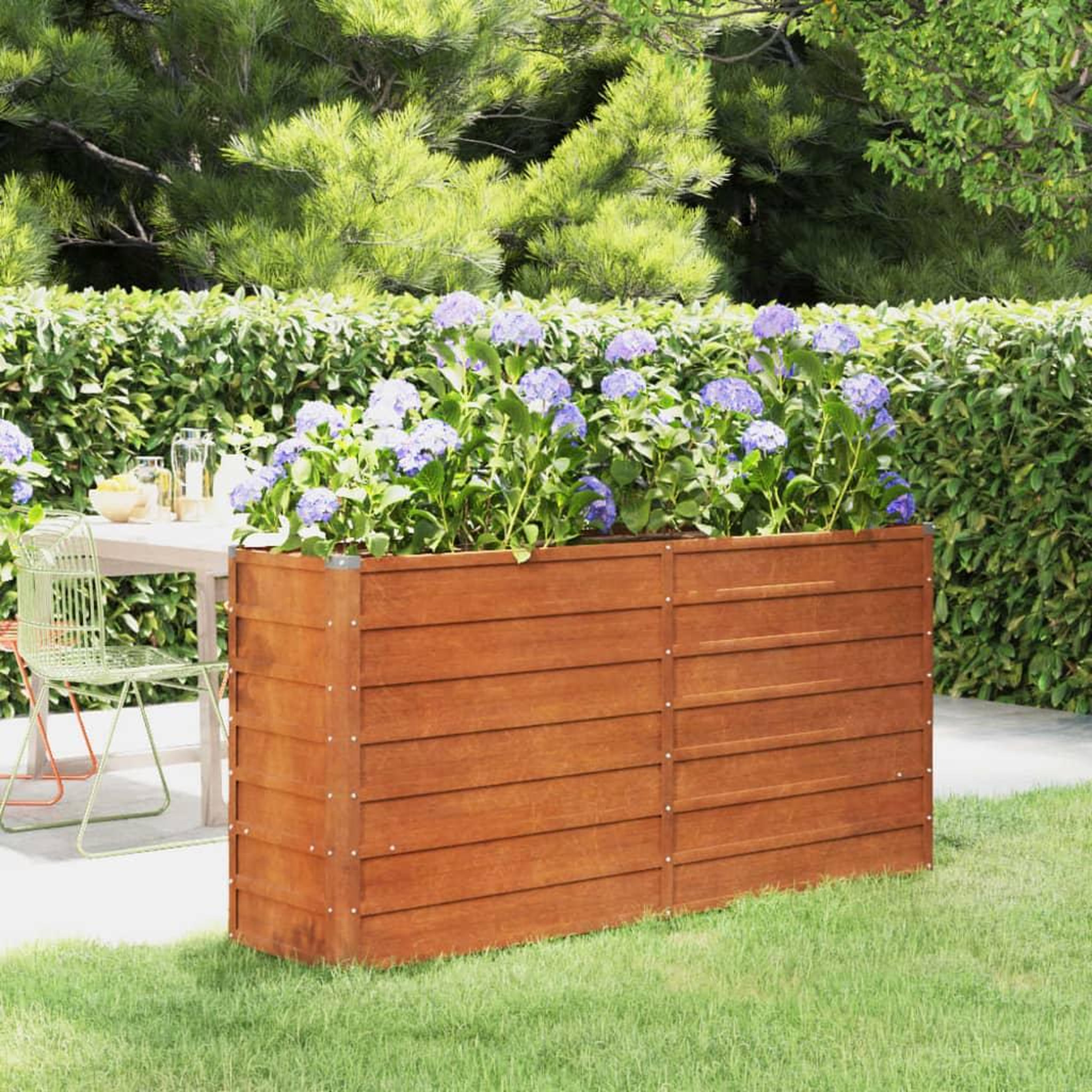 Voir la diapositive 1 : VIDAXL Lit sureleve de jardin rouille 160x40x77 cm acier corten