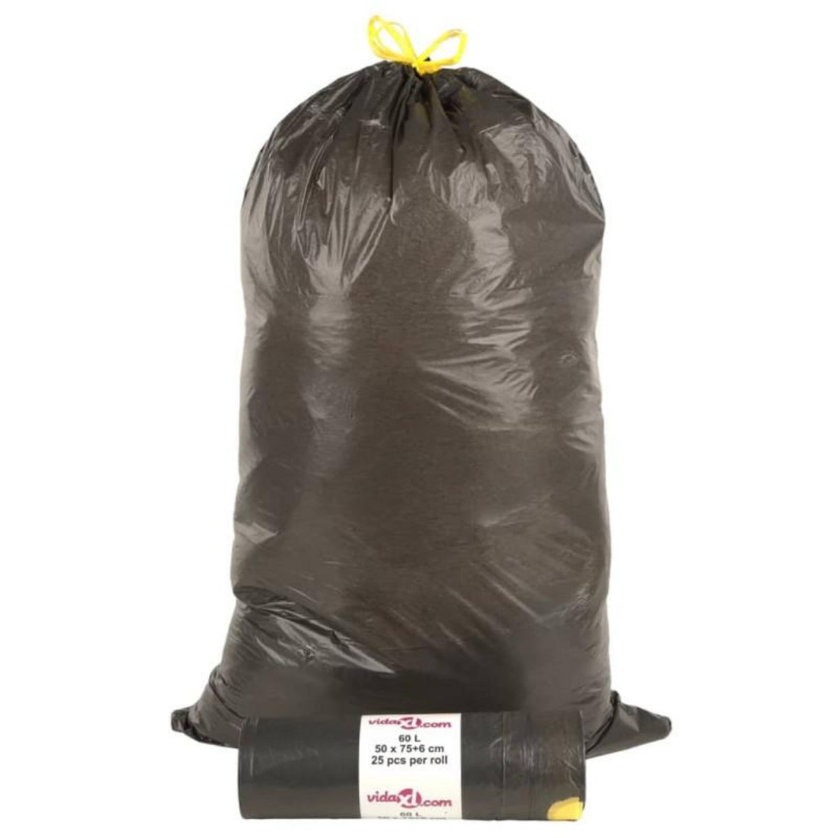 VIDAXL Sacs poubelles avec cordons 250 pcs noir 60 L