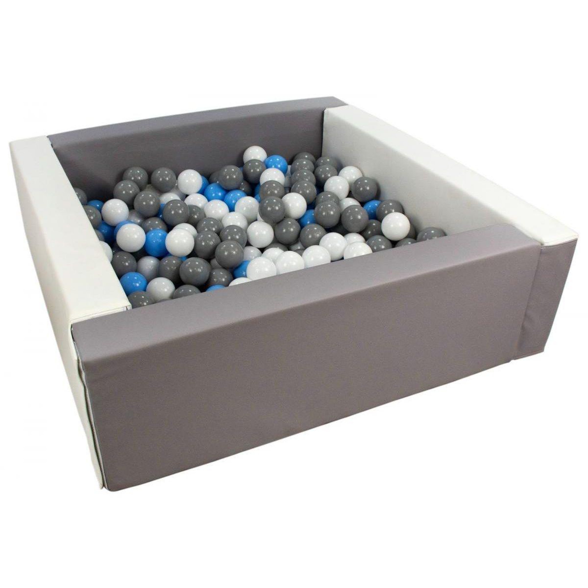 VELINDA Piscine à balles carrée avec 300 balles - blanc, gris/blanc, bleu clair, gris