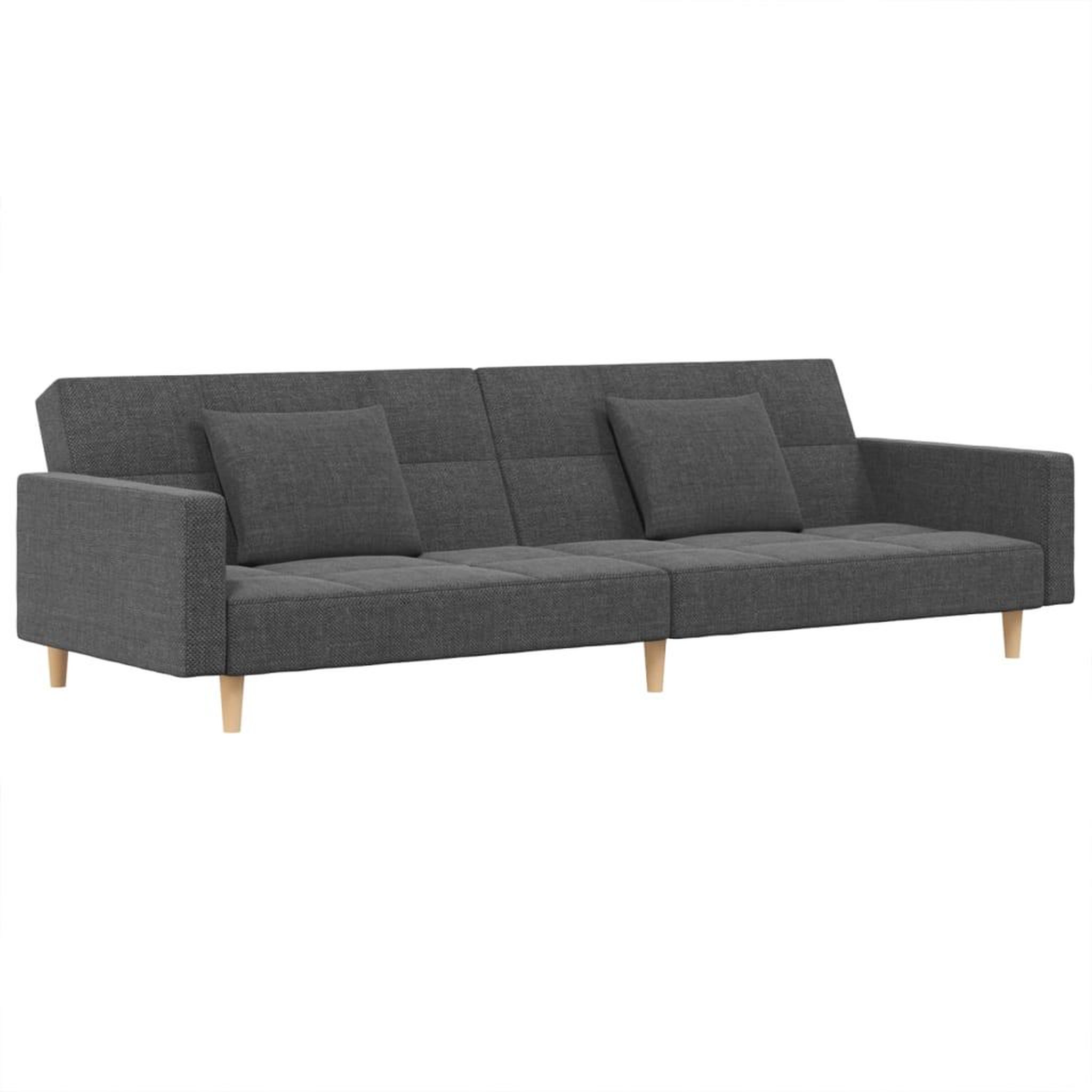 Voir la diapositive 2 : VIDAXL Canape-lit a 2 places avec deux oreillers gris clair tissu