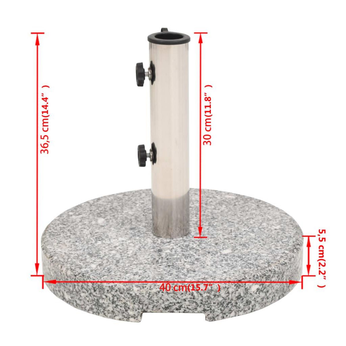 VIDAXL Socle de parasol Granite Rond 20 kg