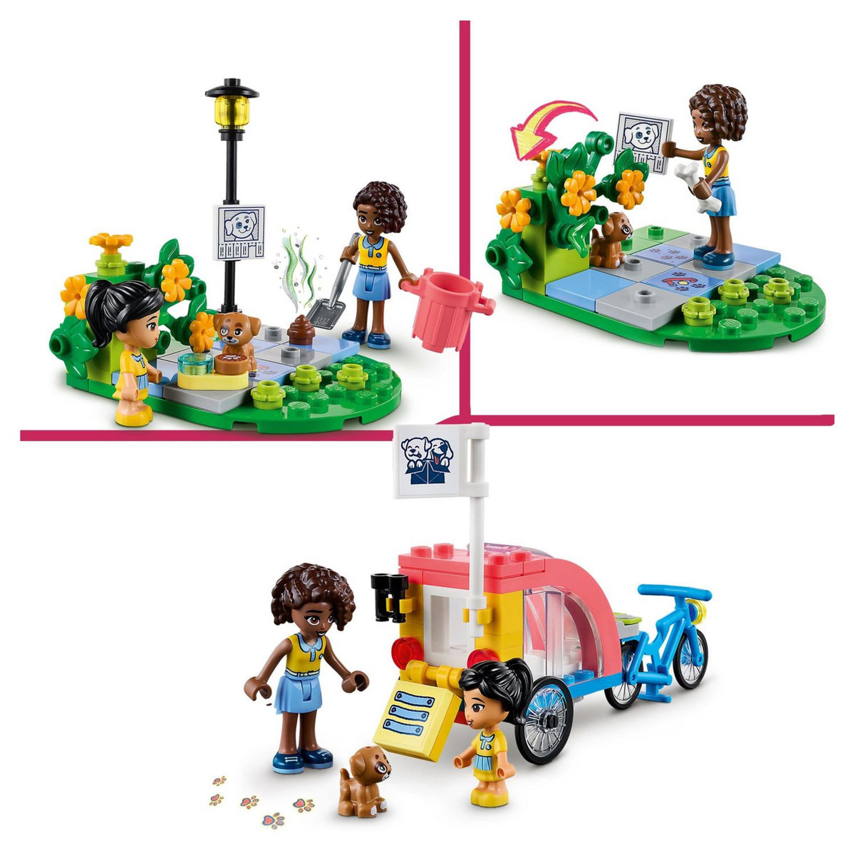 LEGO Friends 41738 Le vélo de sauvetage canin, Jouet Enfants 6 Ans, Jeu d'Animaux avec Figurine de Chiot et 2 Mini-Poupées
