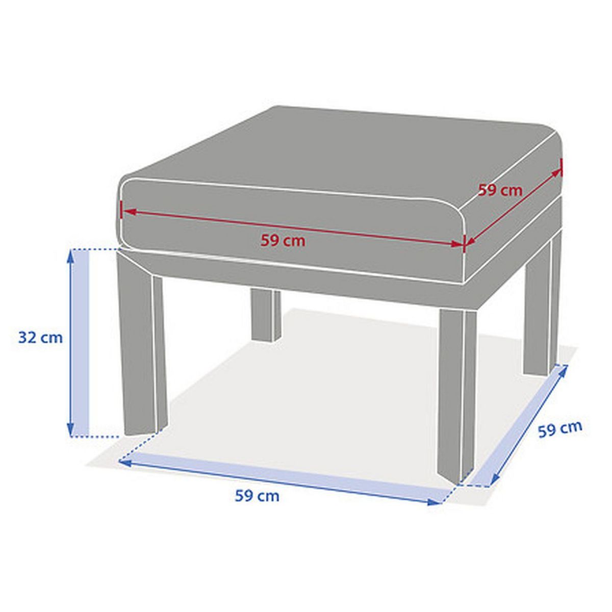 HESPERIDE Pouf de jardin en aluminium EVASION