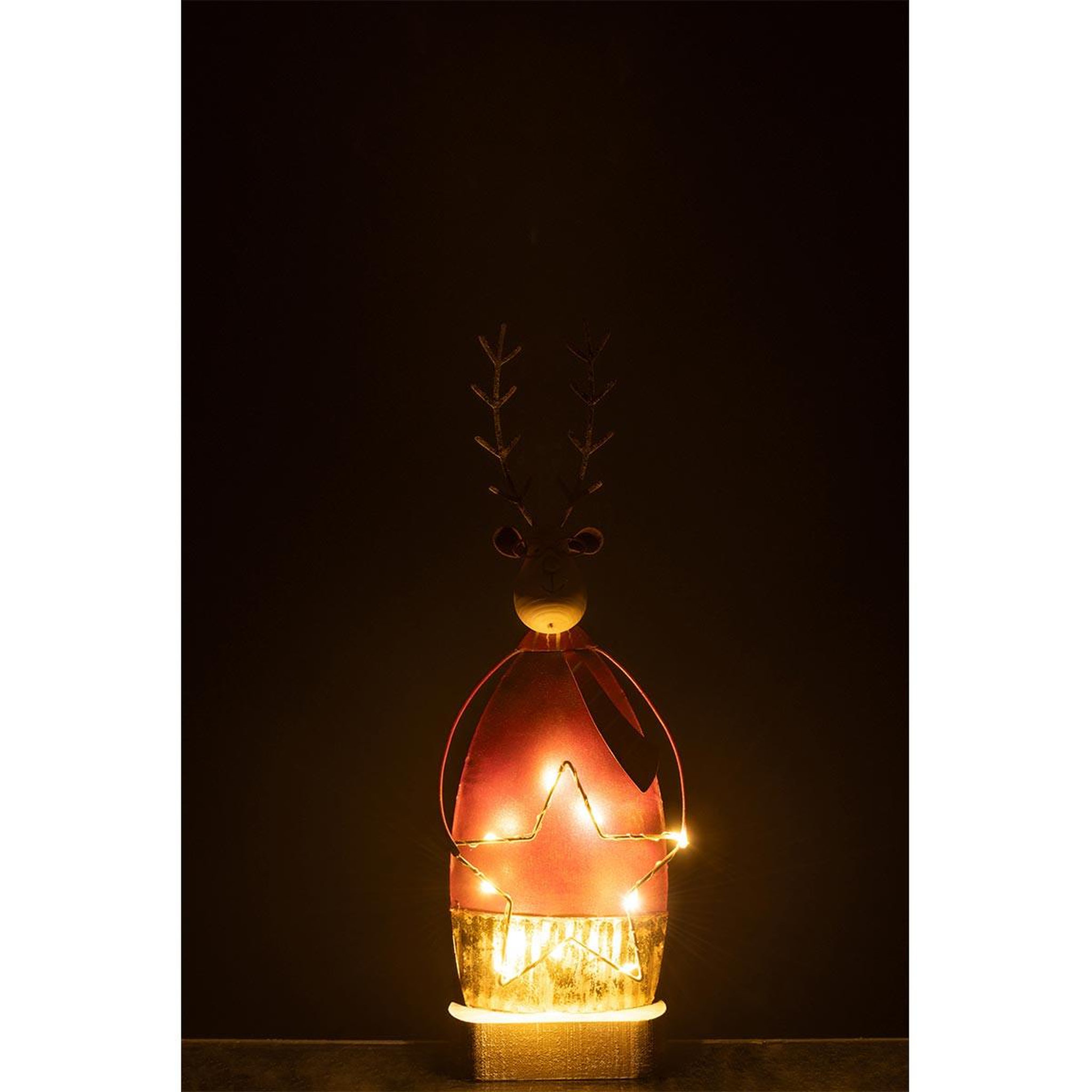 Voir la diapositive 3 : J-LINE Renne déco à led  étoile  32cm rouille