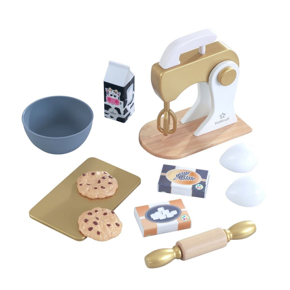 Kidkraft Ensemble dînette pâtisserie avec robot pâtissier doré + accessoires