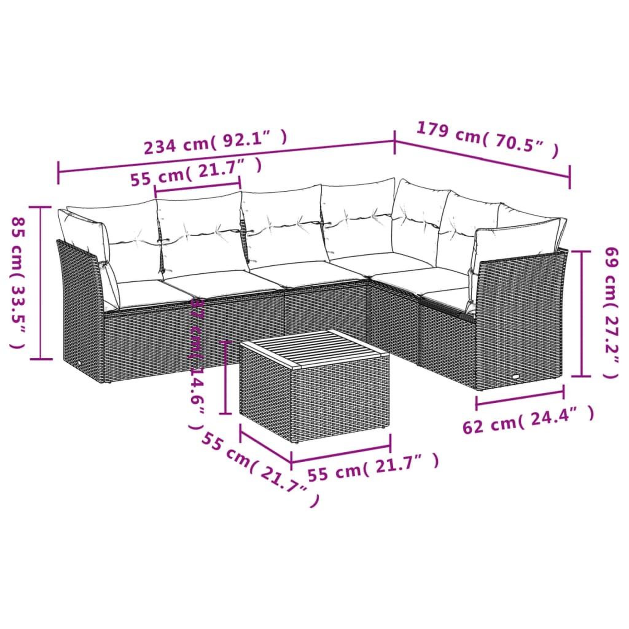 Voir la diapositive 6 : VIDAXL Salon de jardin avec coussins 7 pcs gris resine tressee