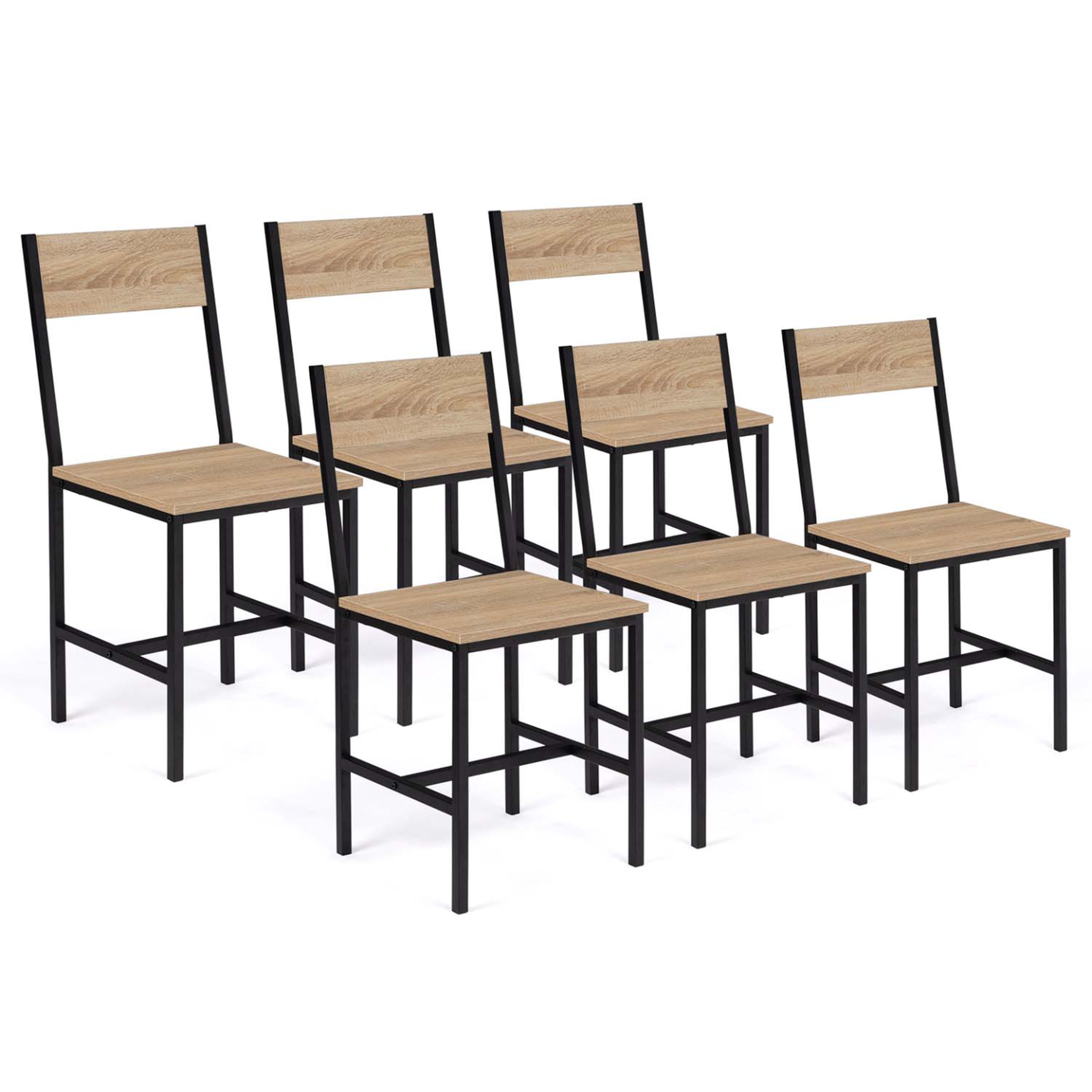 ID MARKET Lot de 6 chaises de cuisine detroit design industriel