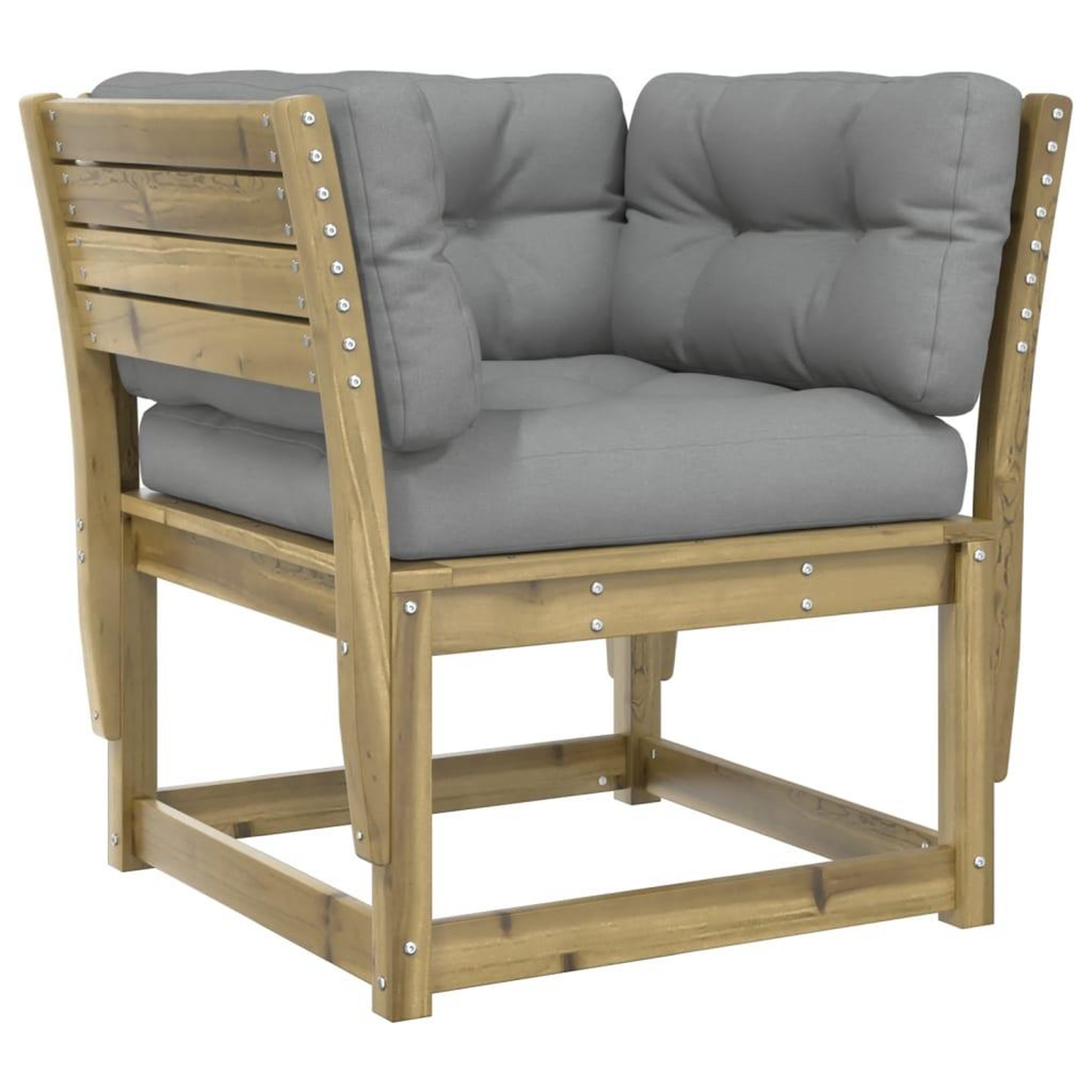 Voir la diapositive 2 : VIDAXL Canape de jardin accoudoirs avec coussins bois pin impregne
