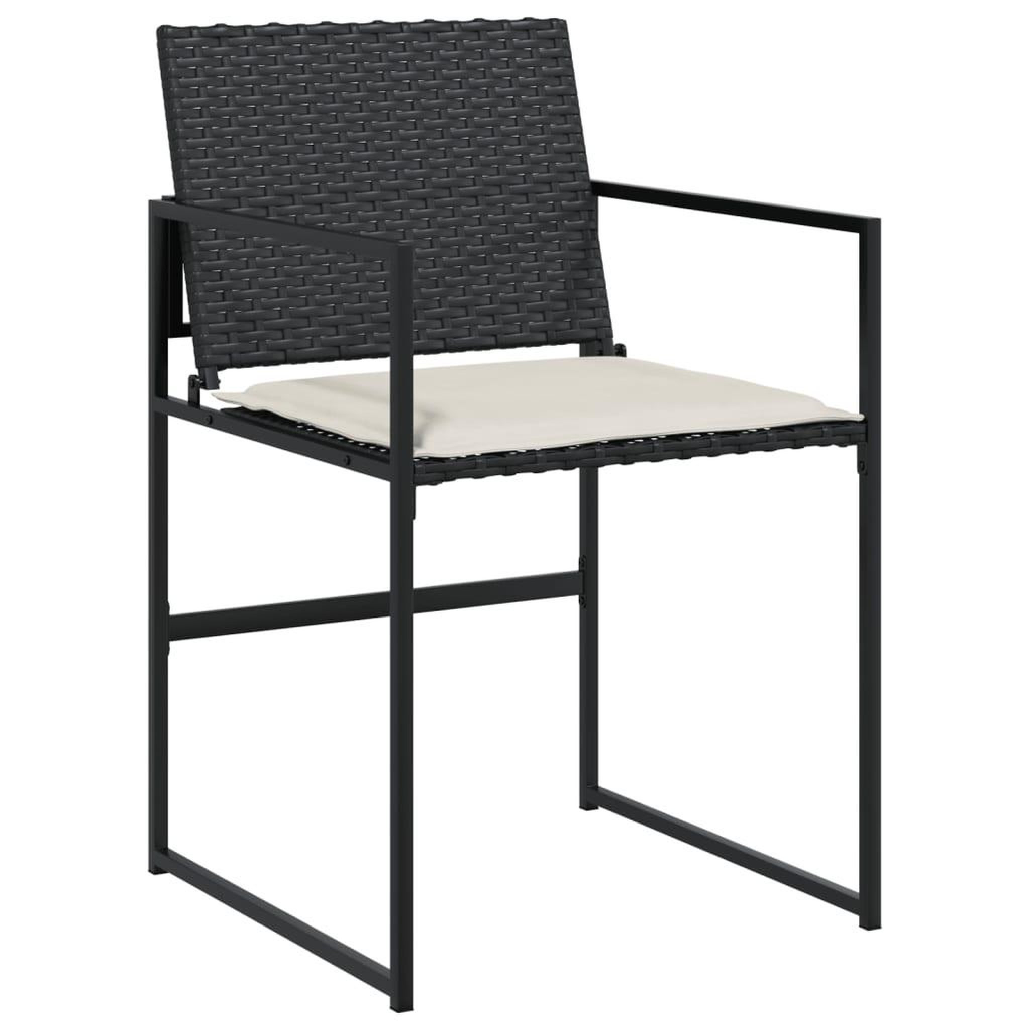 Voir la diapositive 4 : VIDAXL Ensemble a manger de jardin coussins 5pcs noir resine tressee