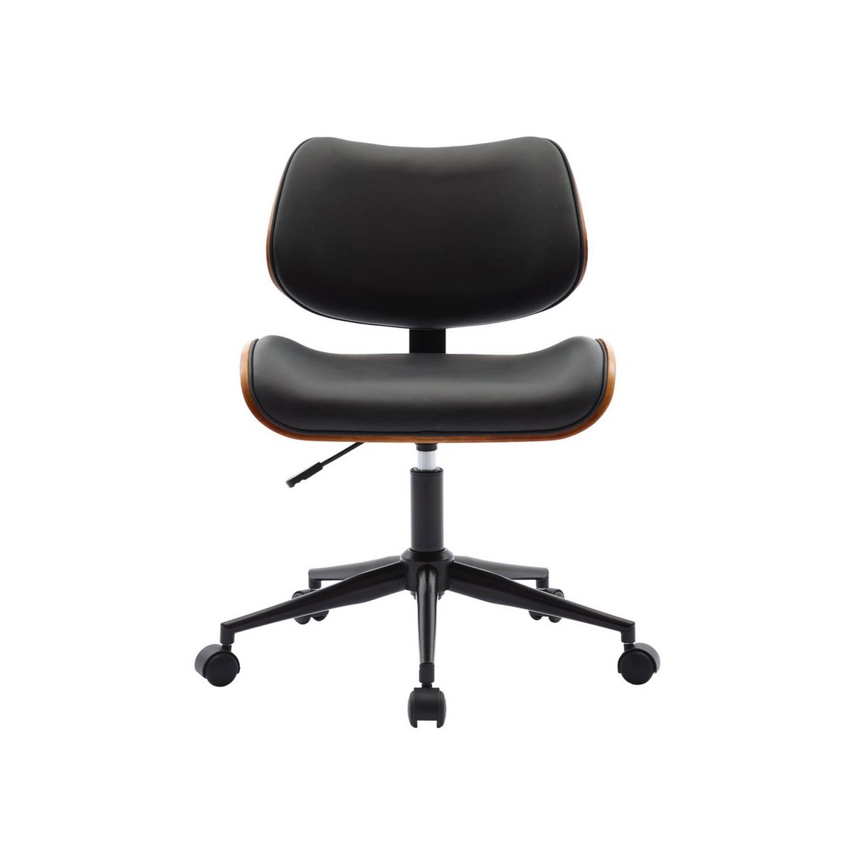 SWEEEK Chaise de bureau à roulettes décor bois courbé et simili cuir