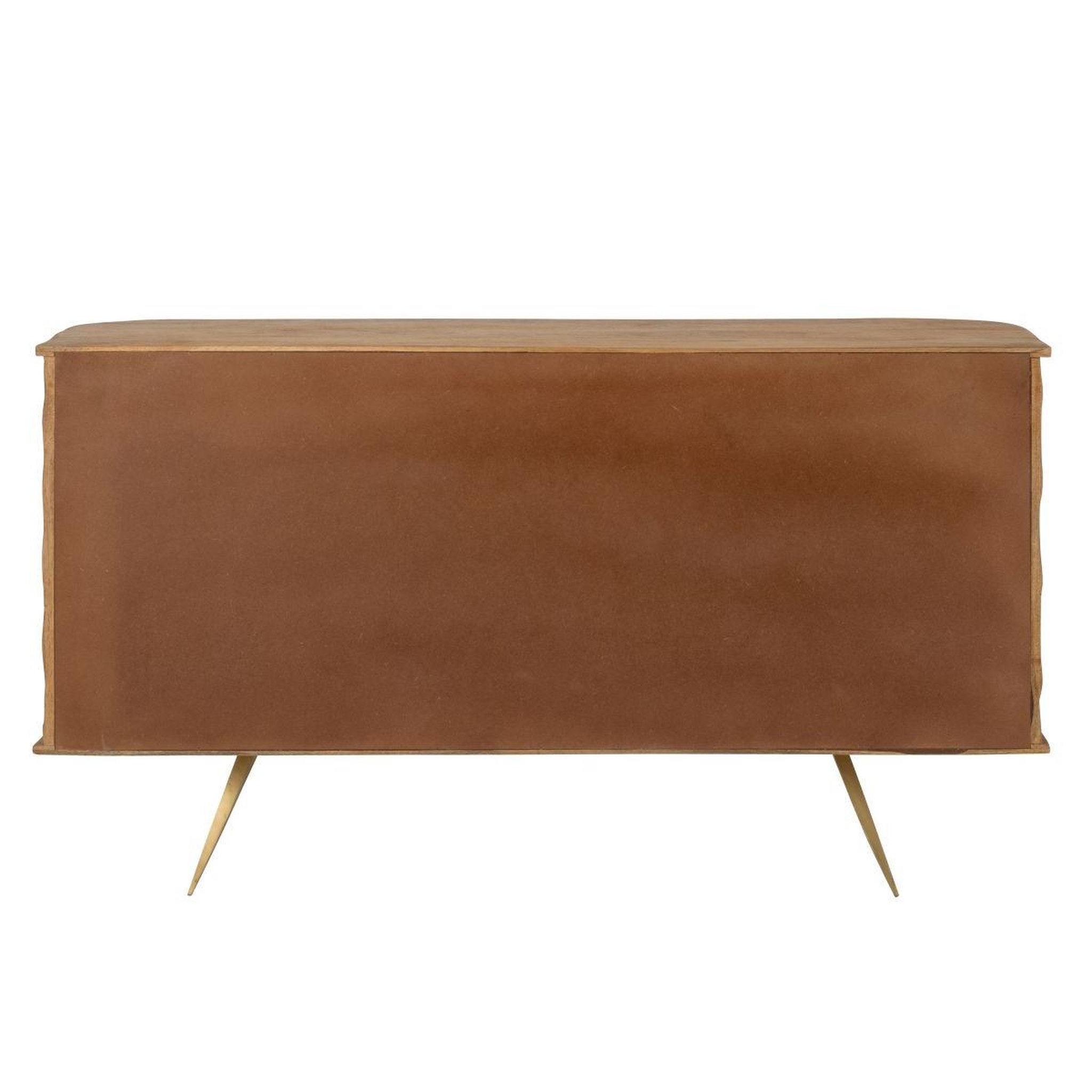 Voir la diapositive 5 : J-LINE Buffet 3 Portes en Bois  Curve  152cm Naturel