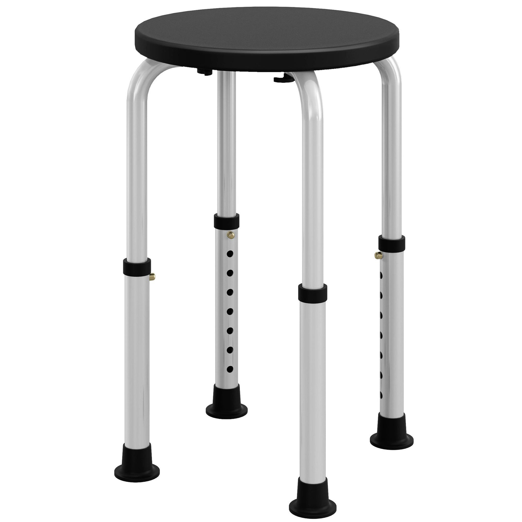 Voir la diapositive 4 : HOMCOM Tabouret de douche réglable en hauteur siège de douche ergonomique pieds antidérapants charge max. 136 kg alu hdpe noir