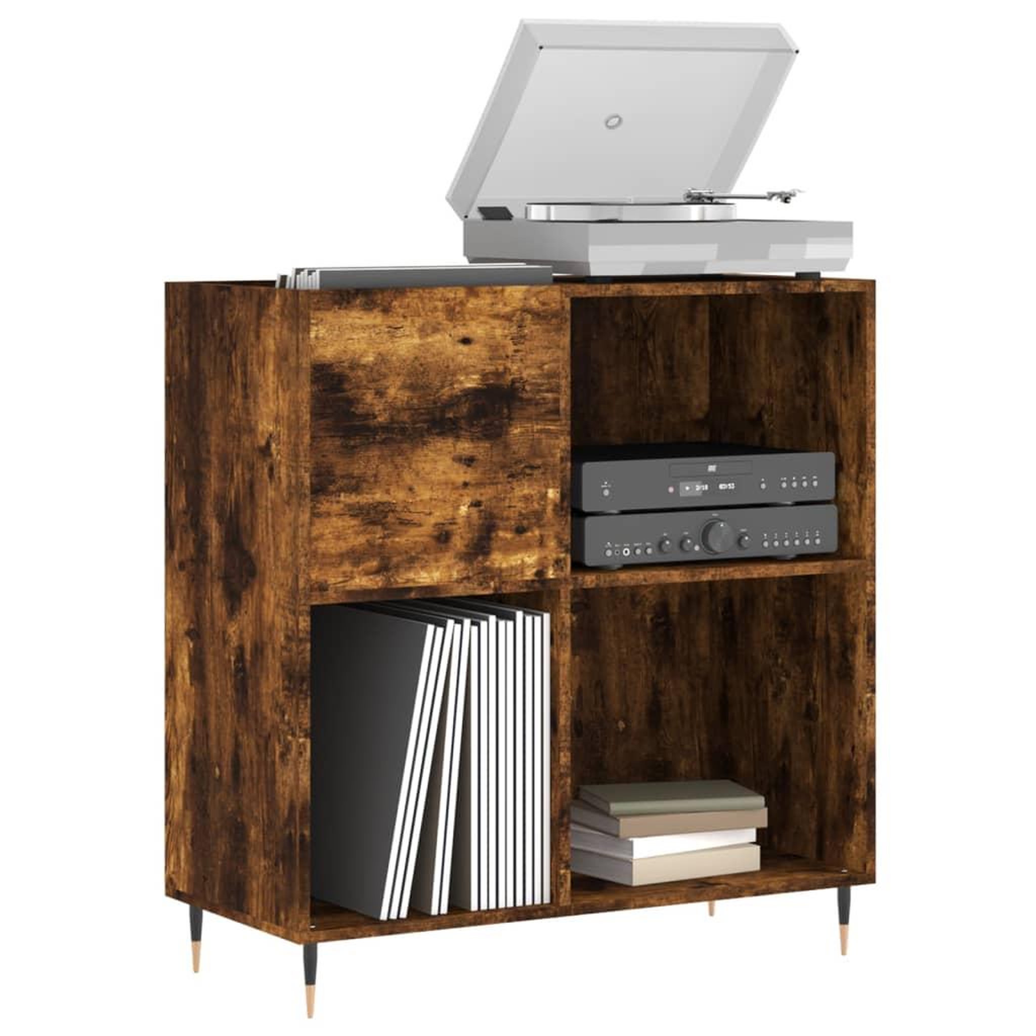 Voir la diapositive 3 : VIDAXL Armoire a disques chene fume 84,5x38x89 cm bois d'ingenierie