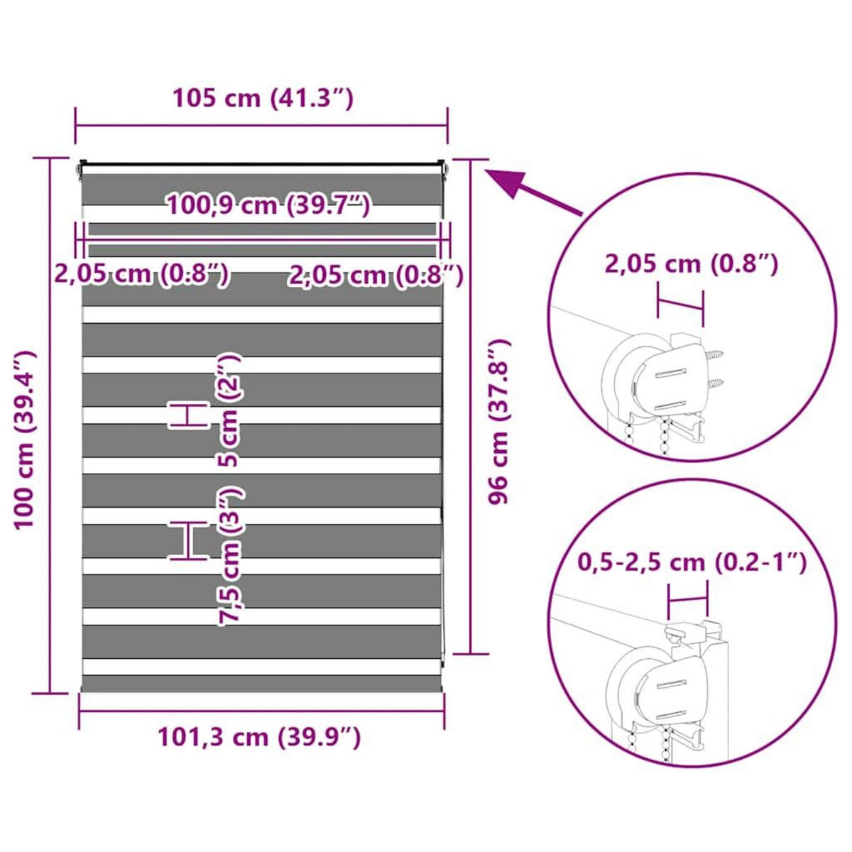 VIDAXL Store zebre beige marbre largeur du tissu 100,9 cm polyester