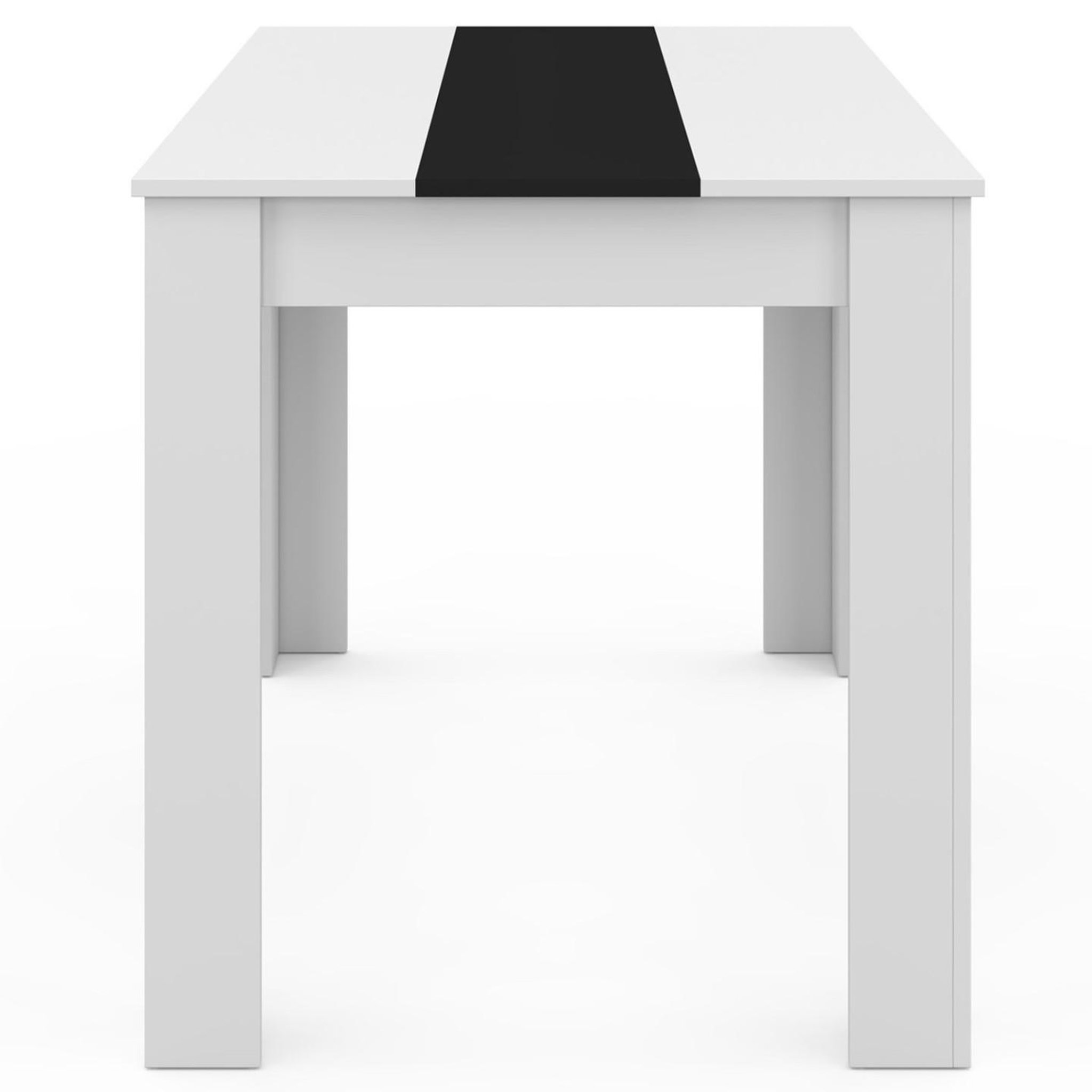 Voir la diapositive 4 : ID MARKET Table à manger rectangle rozy 4 personnes blanche et noire 110 cm
