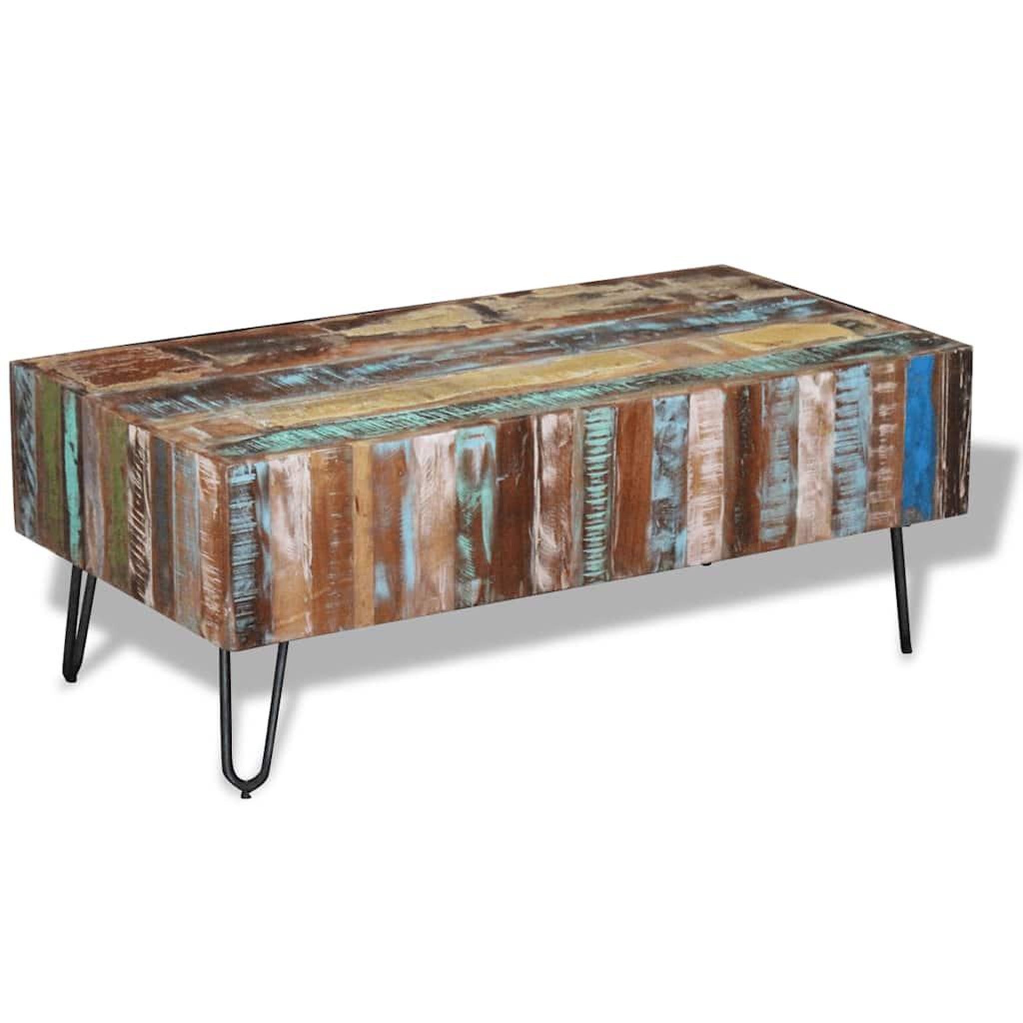 Voir la diapositive 1 : VIDAXL Table basse bois massif de recuperation 100x50x38 cm