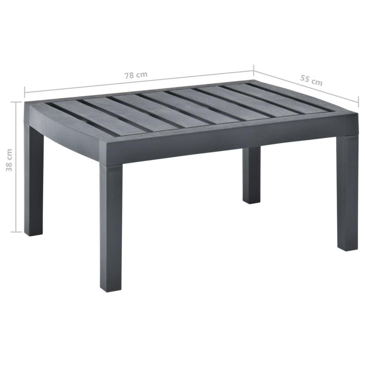 VIDAXL Table de jardin Anthracite 78x55x38 cm Plastique