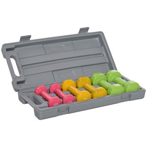 Kit D'haltères Courts Réglables 20 Kg HOMCOM - 10 Pièces (barres, Disques 2 Kg & 2.5 Kg, Serrages) - Revêtement HDPE Pour Sol Protégé