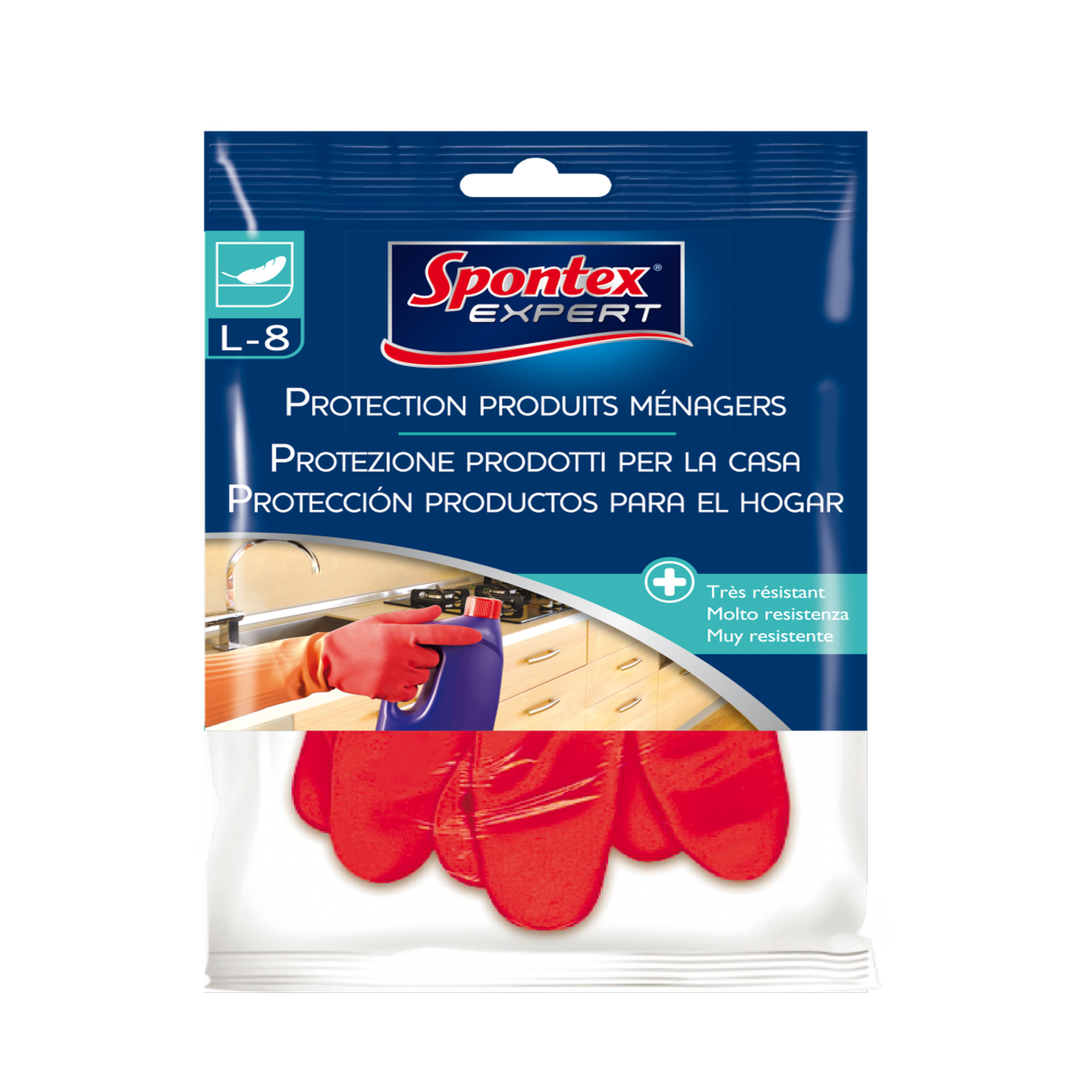 CENTRALE BRICO Gants de protection produits ménagers SPONTEX EXPERT, taille L