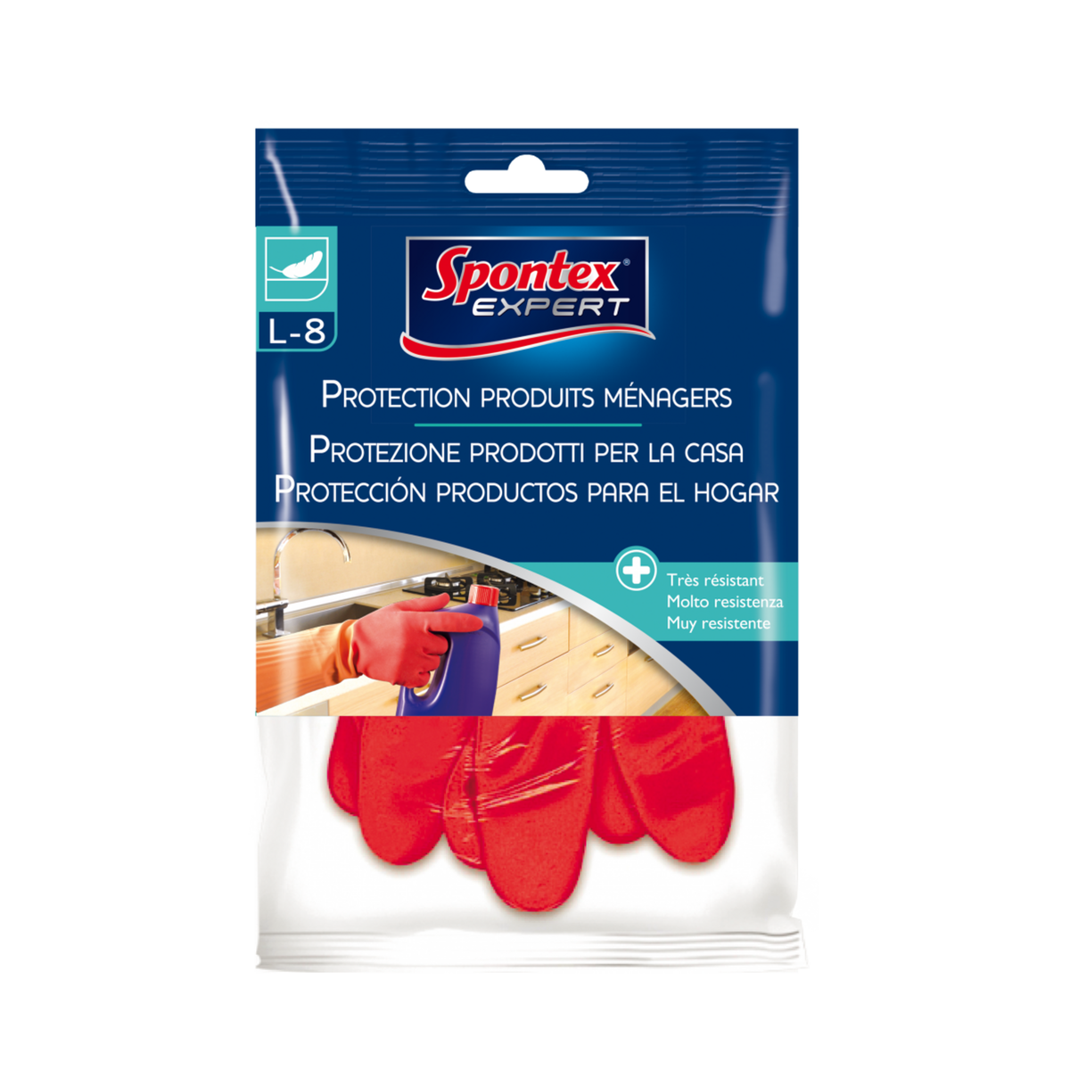 CENTRALE BRICO Gants de protection produits ménagers SPONTEX EXPERT, taille L
