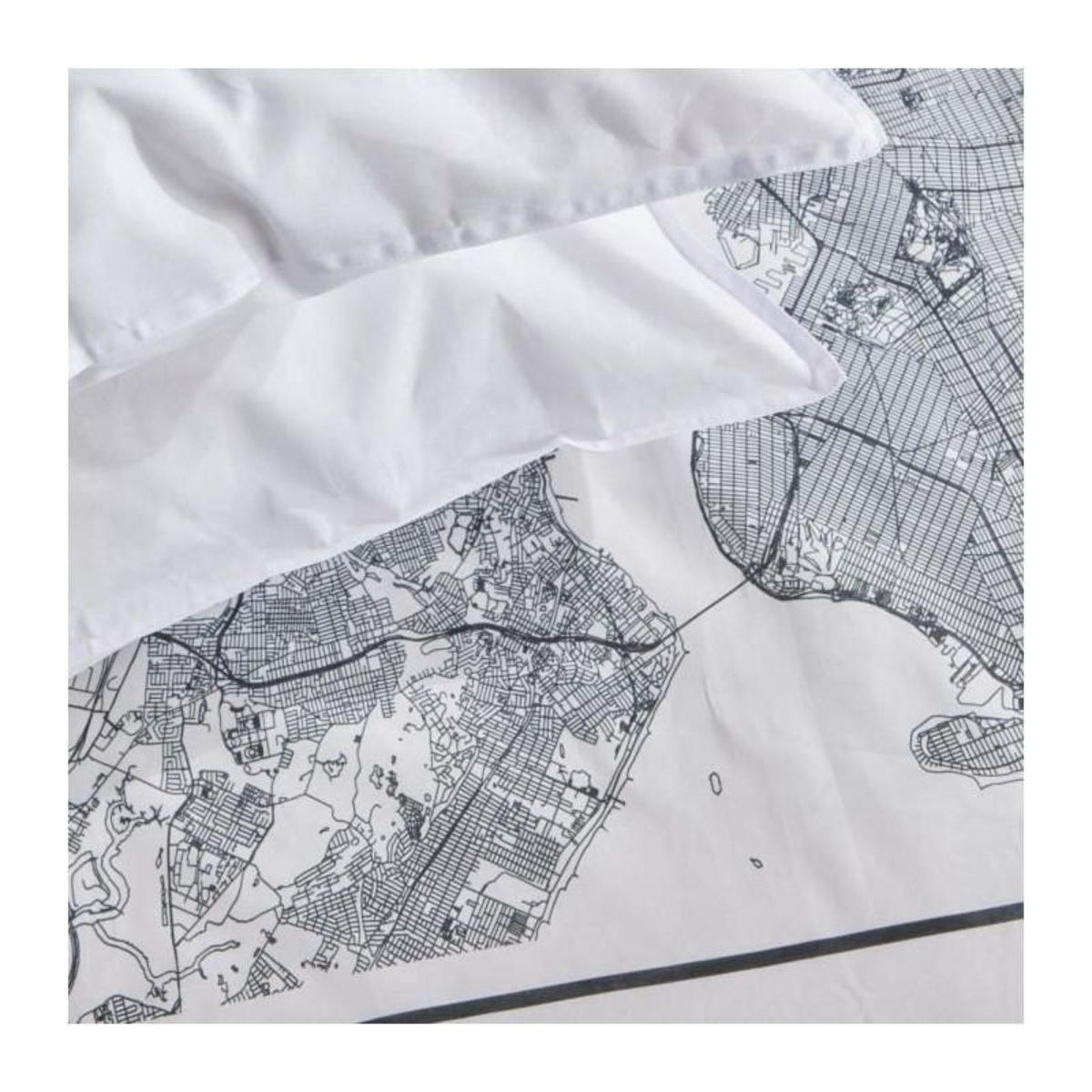 Today Parure de lit - TODAY - JAVA - 2 personnes - 240x220 cm - Coton - Imprimé New York - Blanc