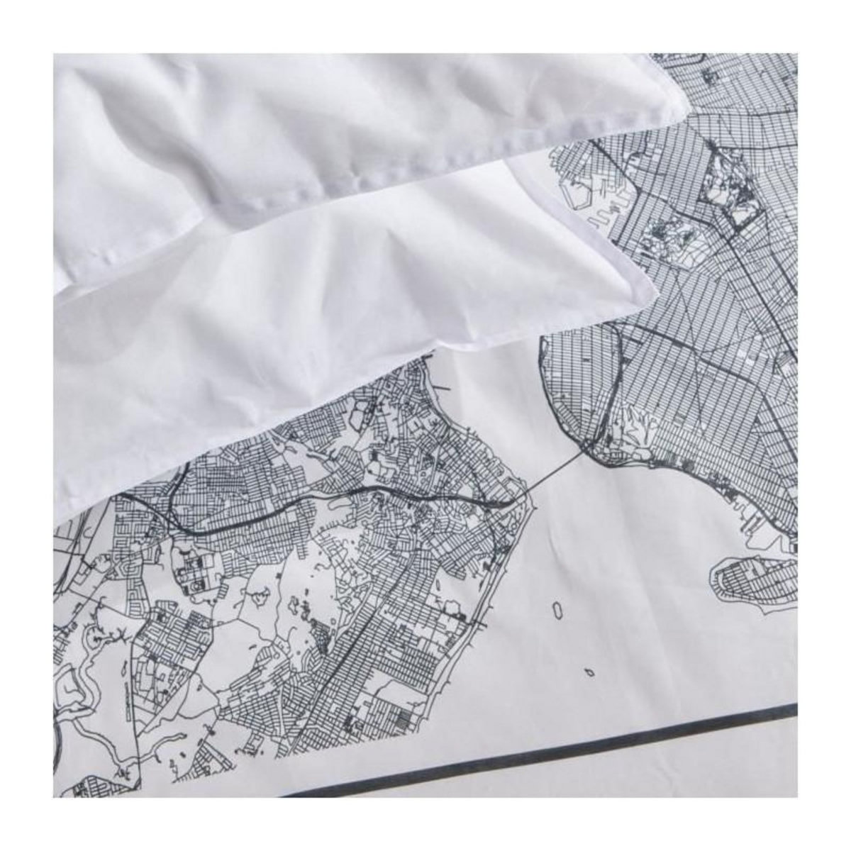 Today Parure de lit - TODAY - JAVA - 2 personnes - 240x220 cm - Coton - Imprimé New York - Blanc