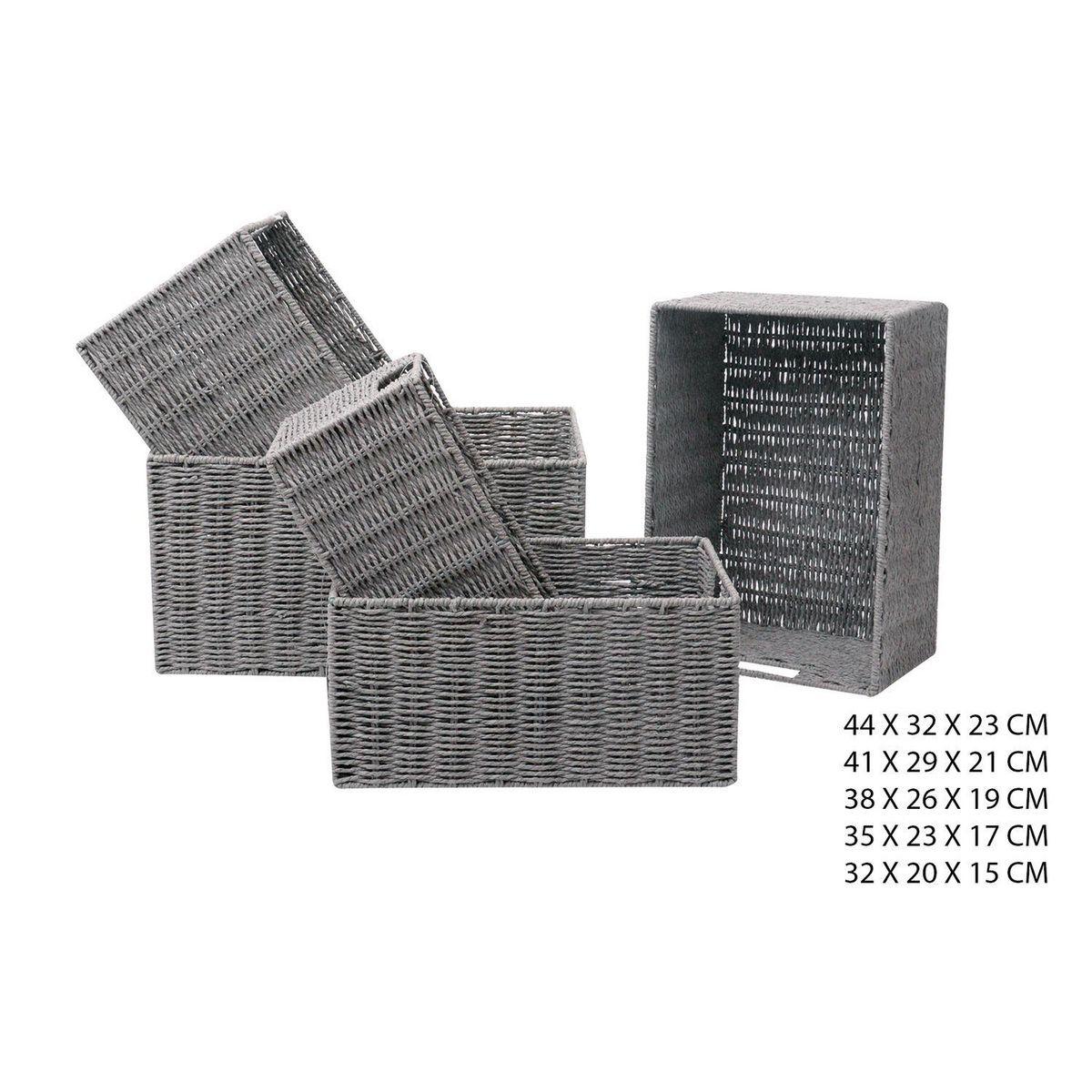 TOILINUX Lot de 5 paniers haut empilables en Métal et papier