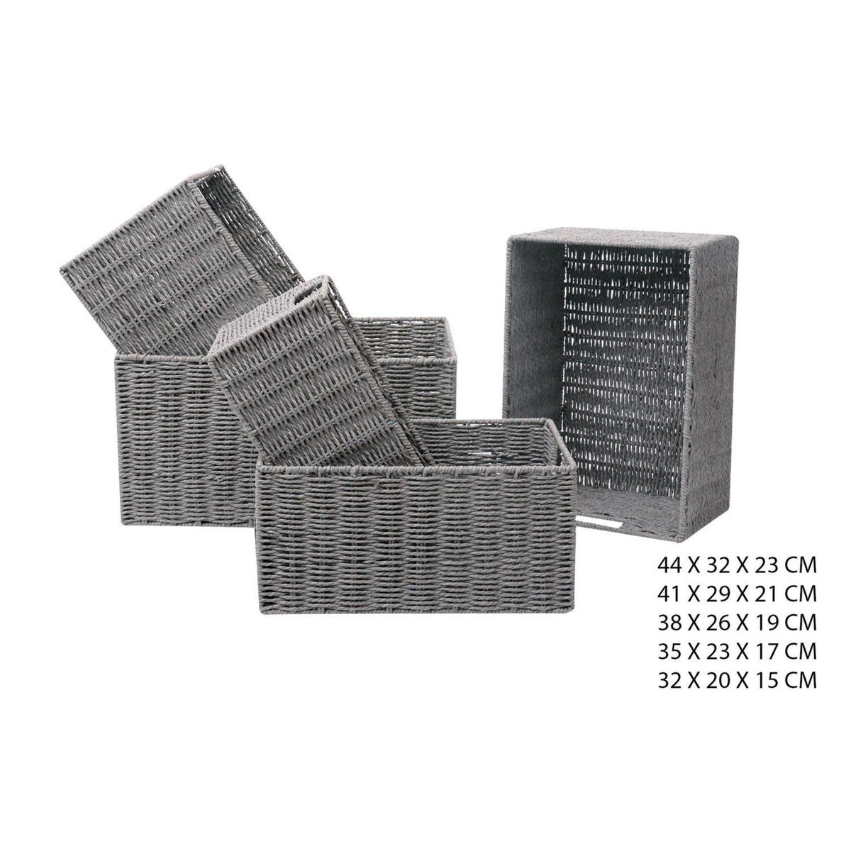 TOILINUX Lot de 5 paniers haut empilables en Métal et papier