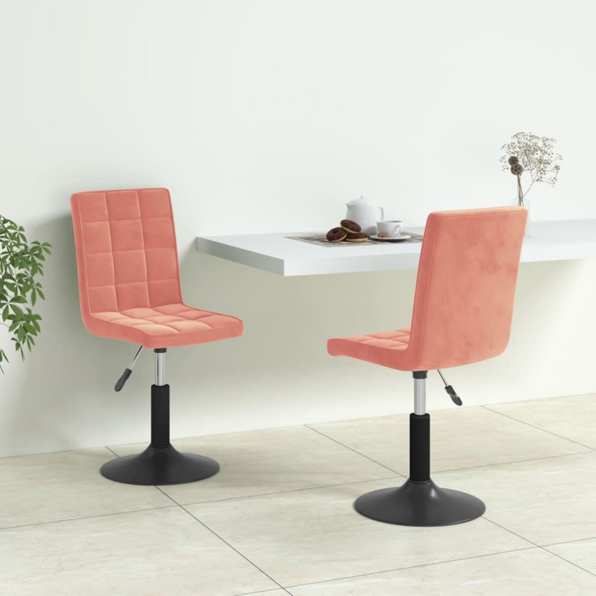 VIDAXL Chaises pivotantes a manger lot de 2 rose velours