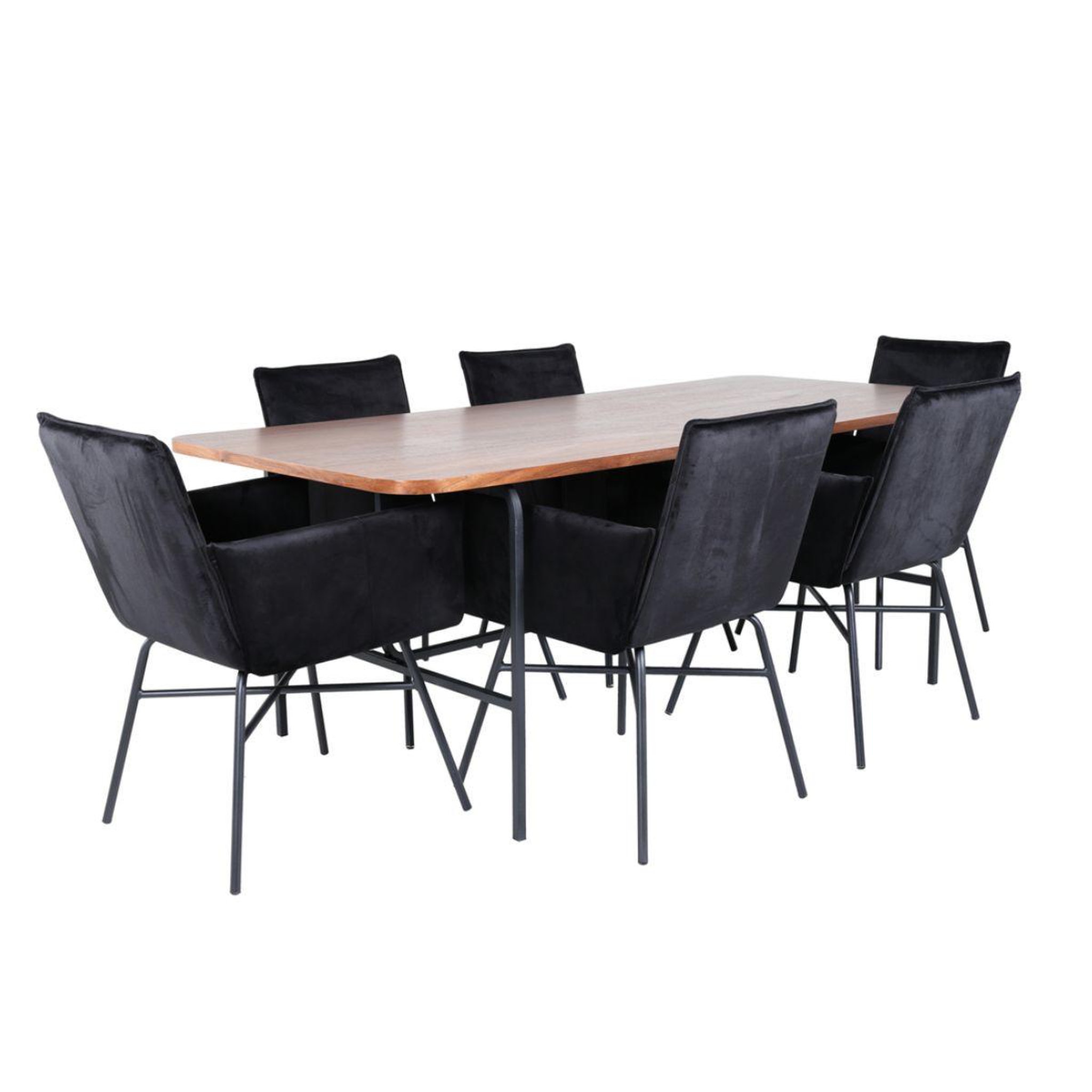 Paris Prix Ensemble table à manger & 6 chaises  uno & petra  200cm noir & marron