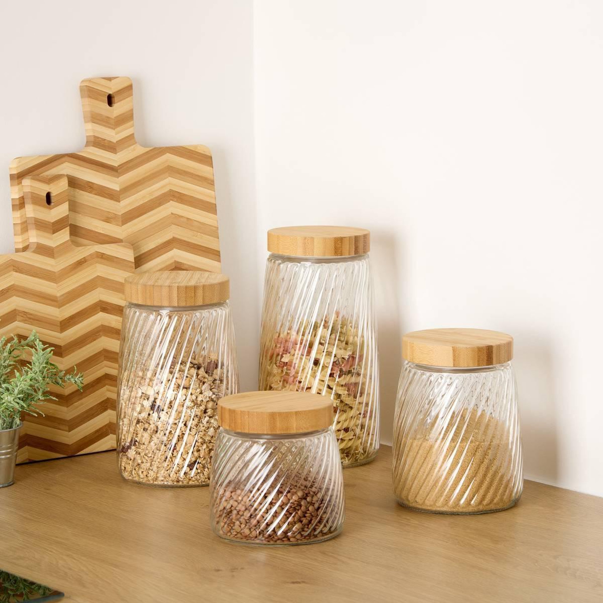 Voir la diapositive 6 : FIVE Bocal en Verre Strié  Striva  2,1L Transparent